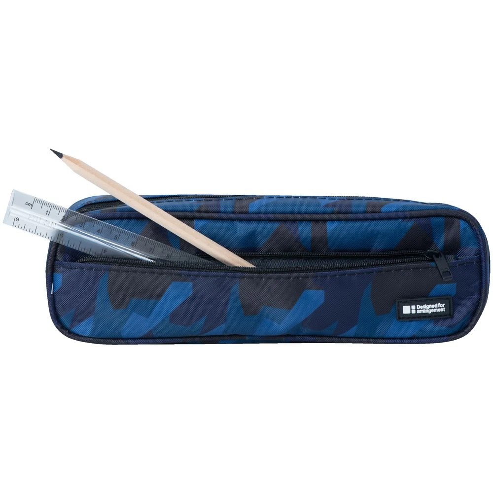 4 Liht Lab Twin Zip Multi Compartment Pencil Case Navy Camo, 4 of 4