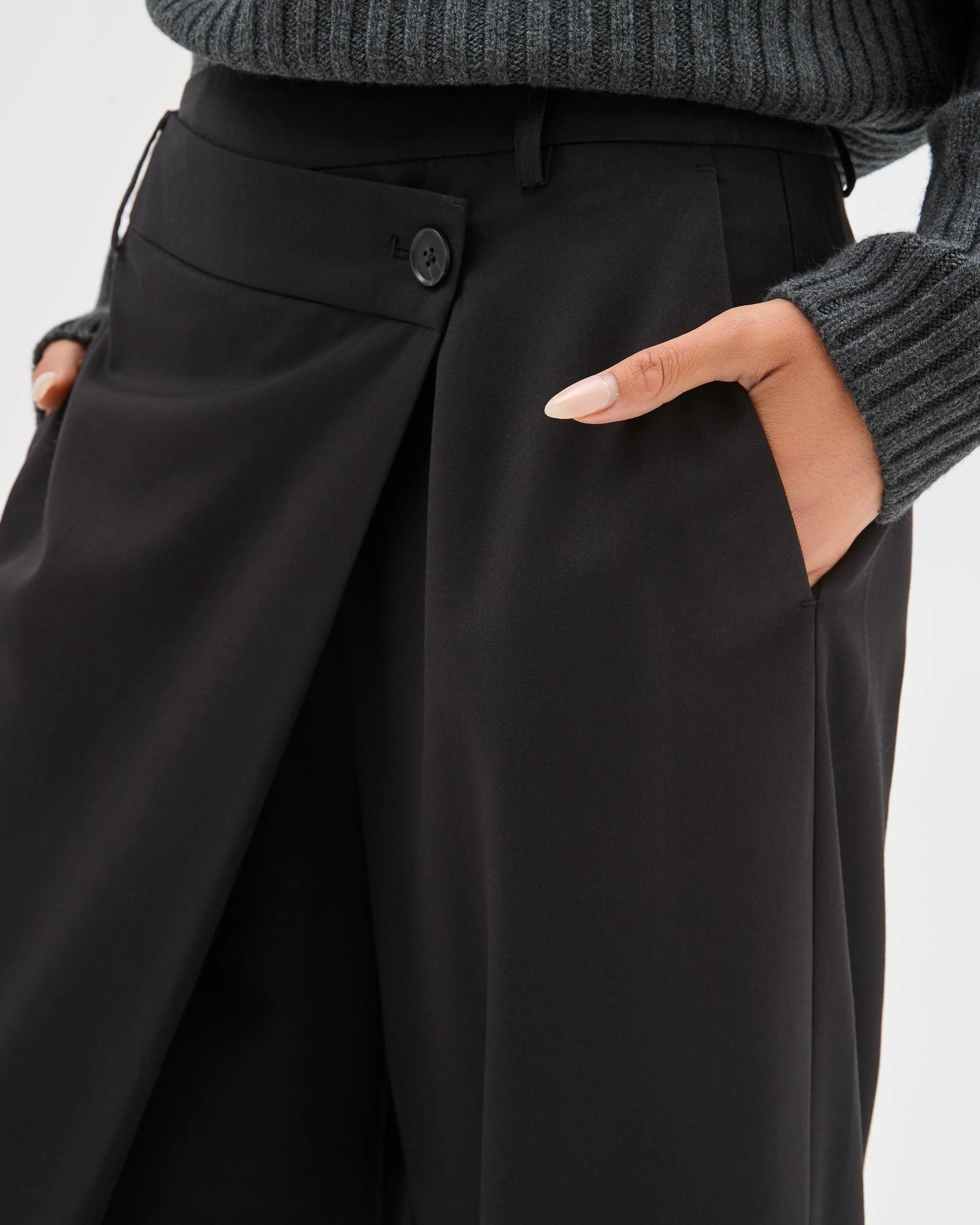 5 Lily Loves Wrap Front Tailored Pants BLACK, 5 of 6