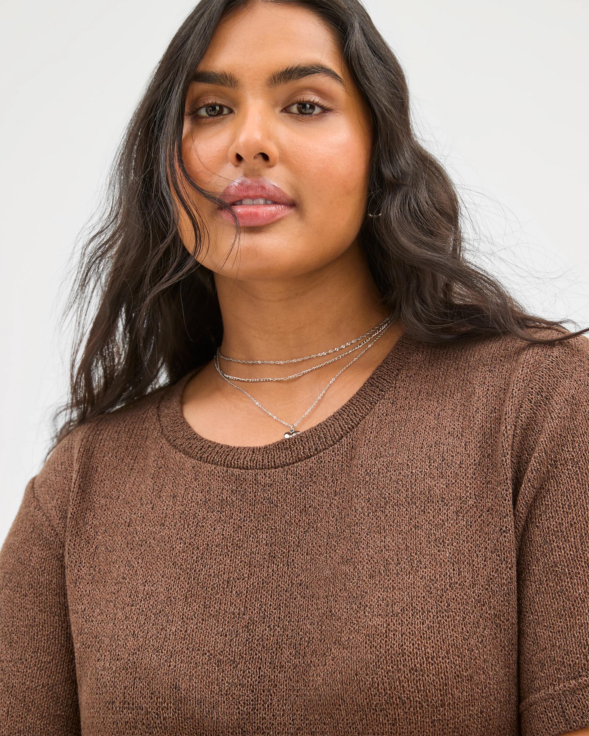 4 Target Plus Size Australian Cotton Blend Textured T-shirt SOFT CHOCOLATE MARLE, 4 of 6