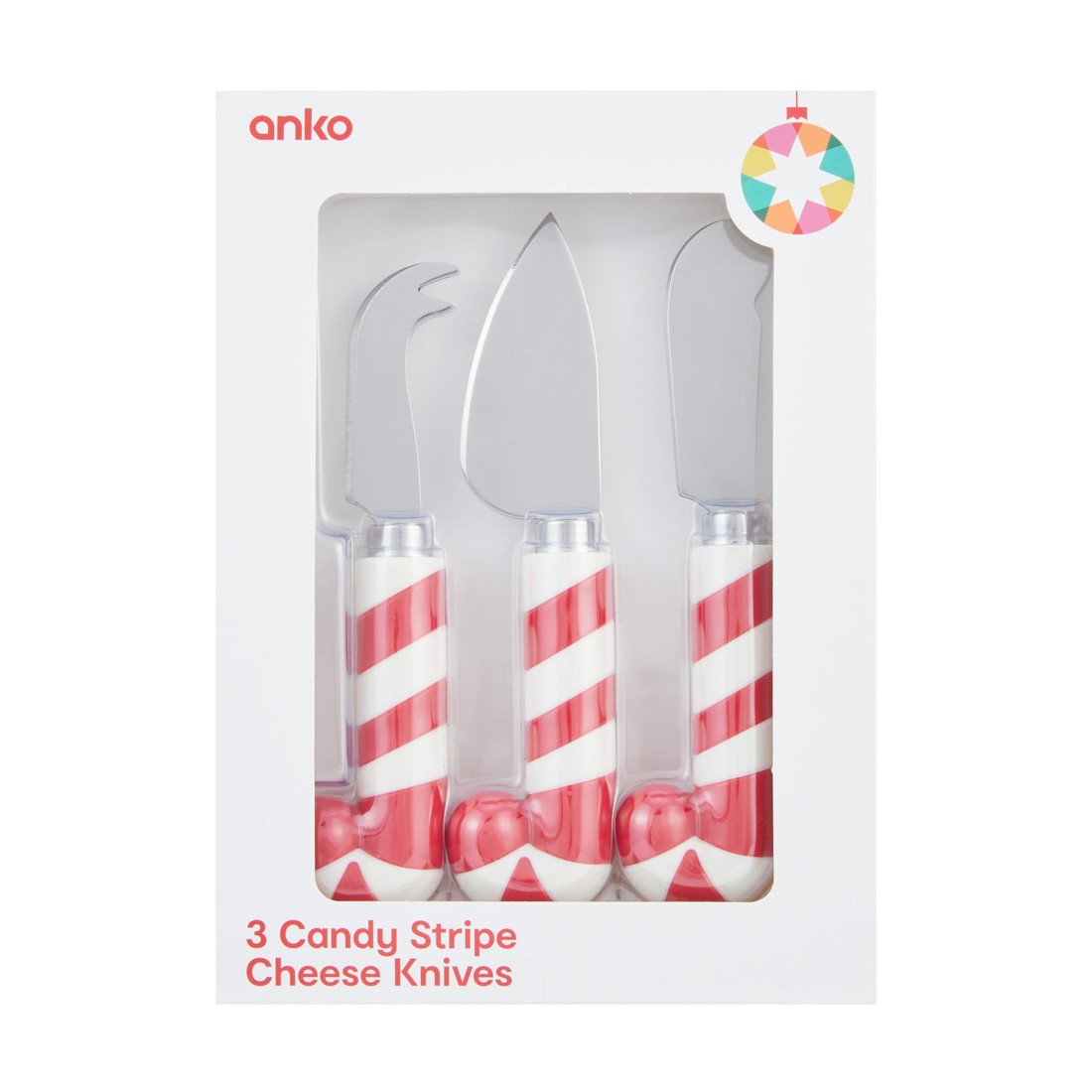 5 3 Pack Red Candy Stripe Cheese Knives, 5 of 6