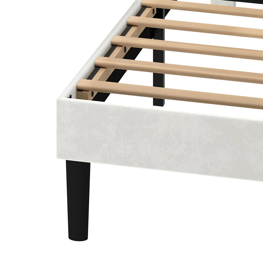 5 Levede Queen Bed Frame with Headboard, Off White color, 5 of 8