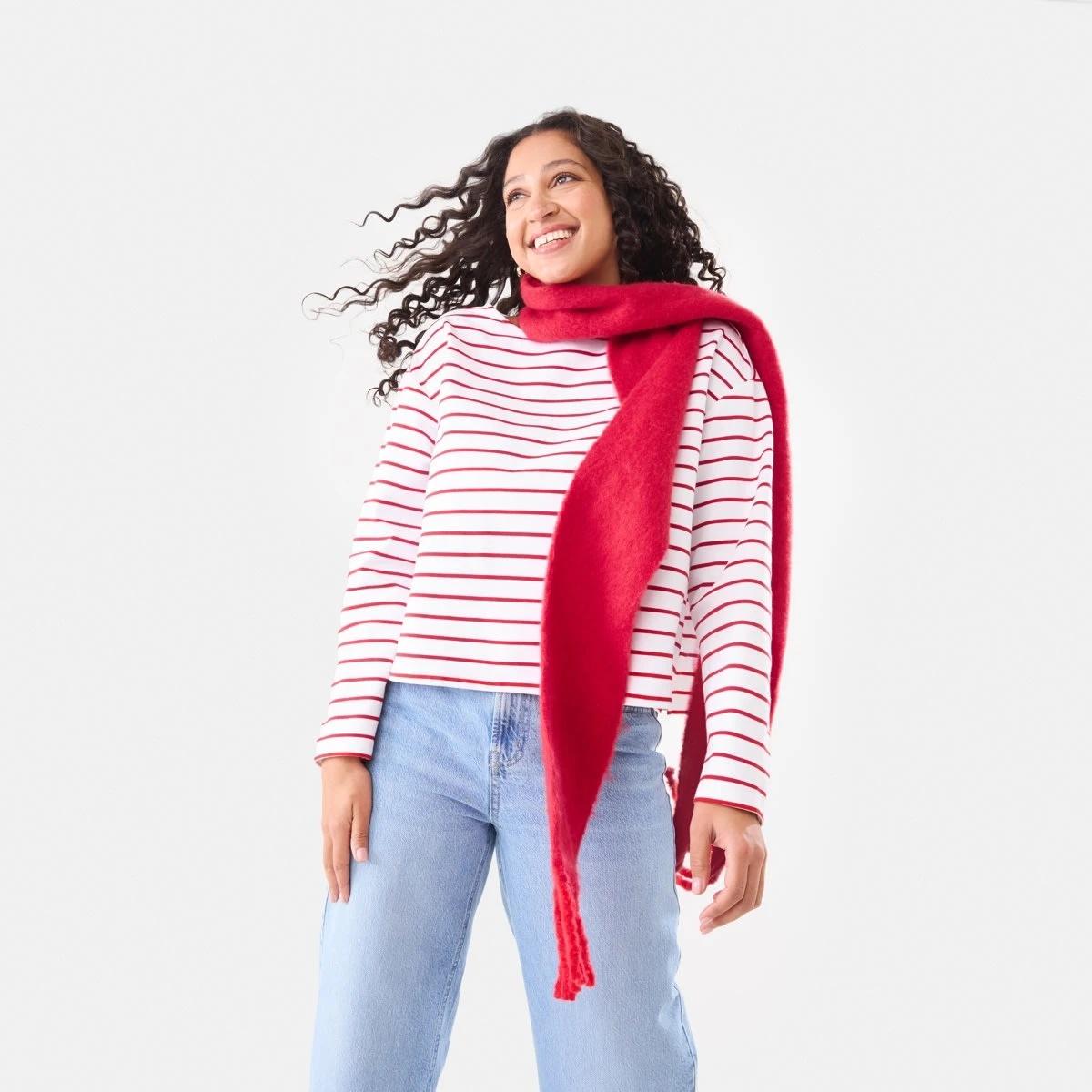 8 Long Sleeve Drop Shoulder T-shirt Red Strp, 8 of 10
