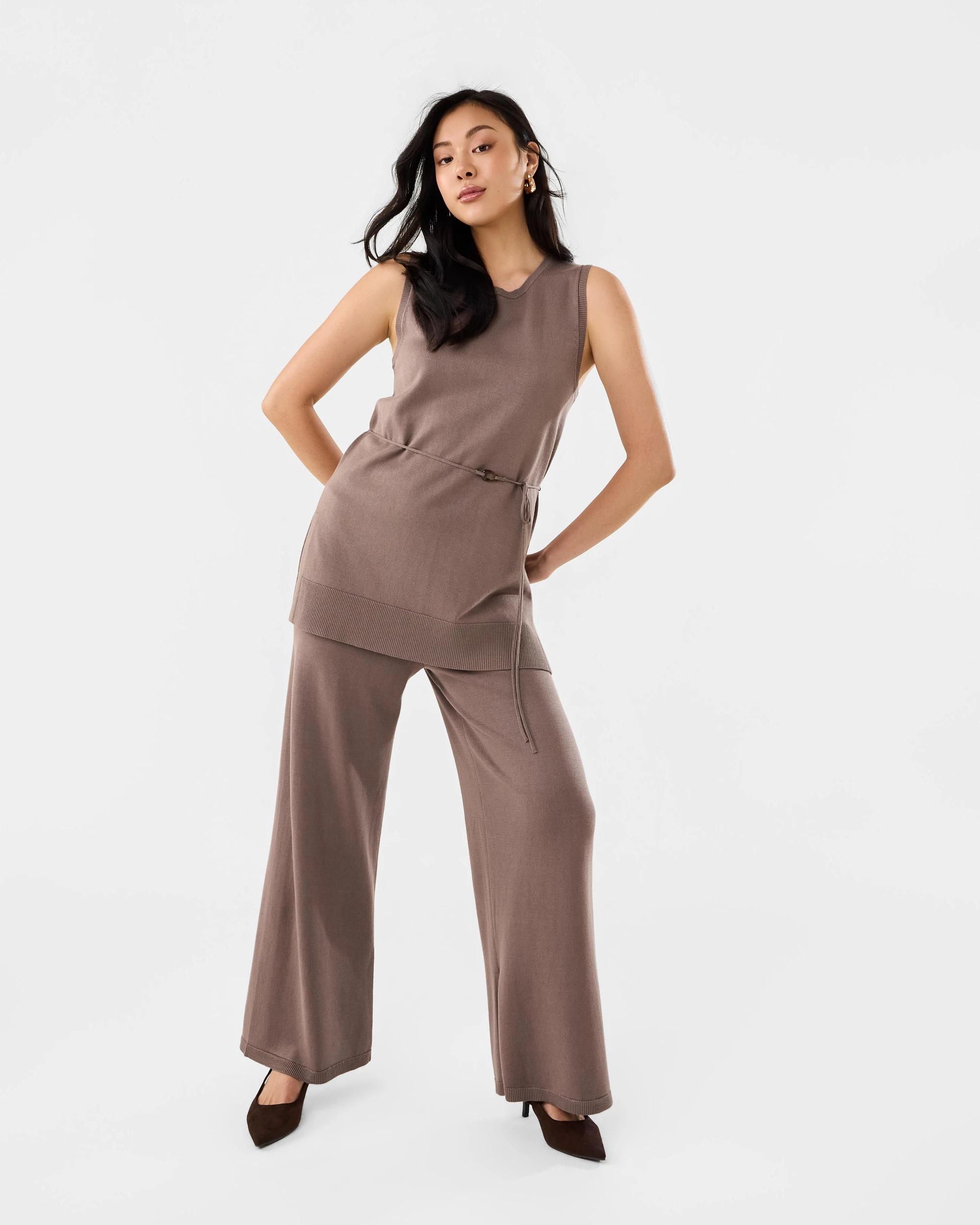 2 Side Split True Knit Pants Taupe Brn, 2 of 6