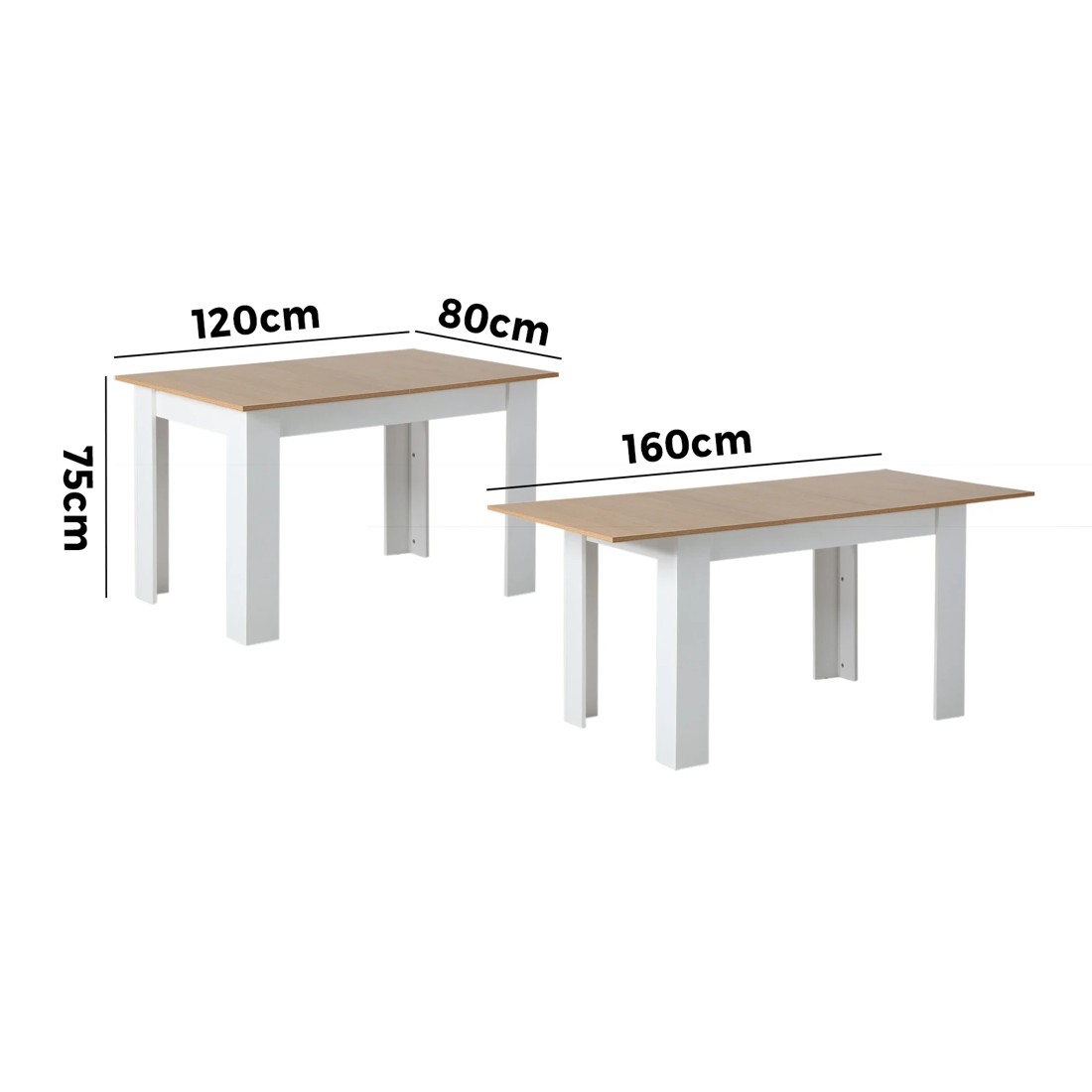 8 Oikiture 160cm Extendable Dining Table Kitchen Restaurant Cafe Table
 - Multi, 8 of 8