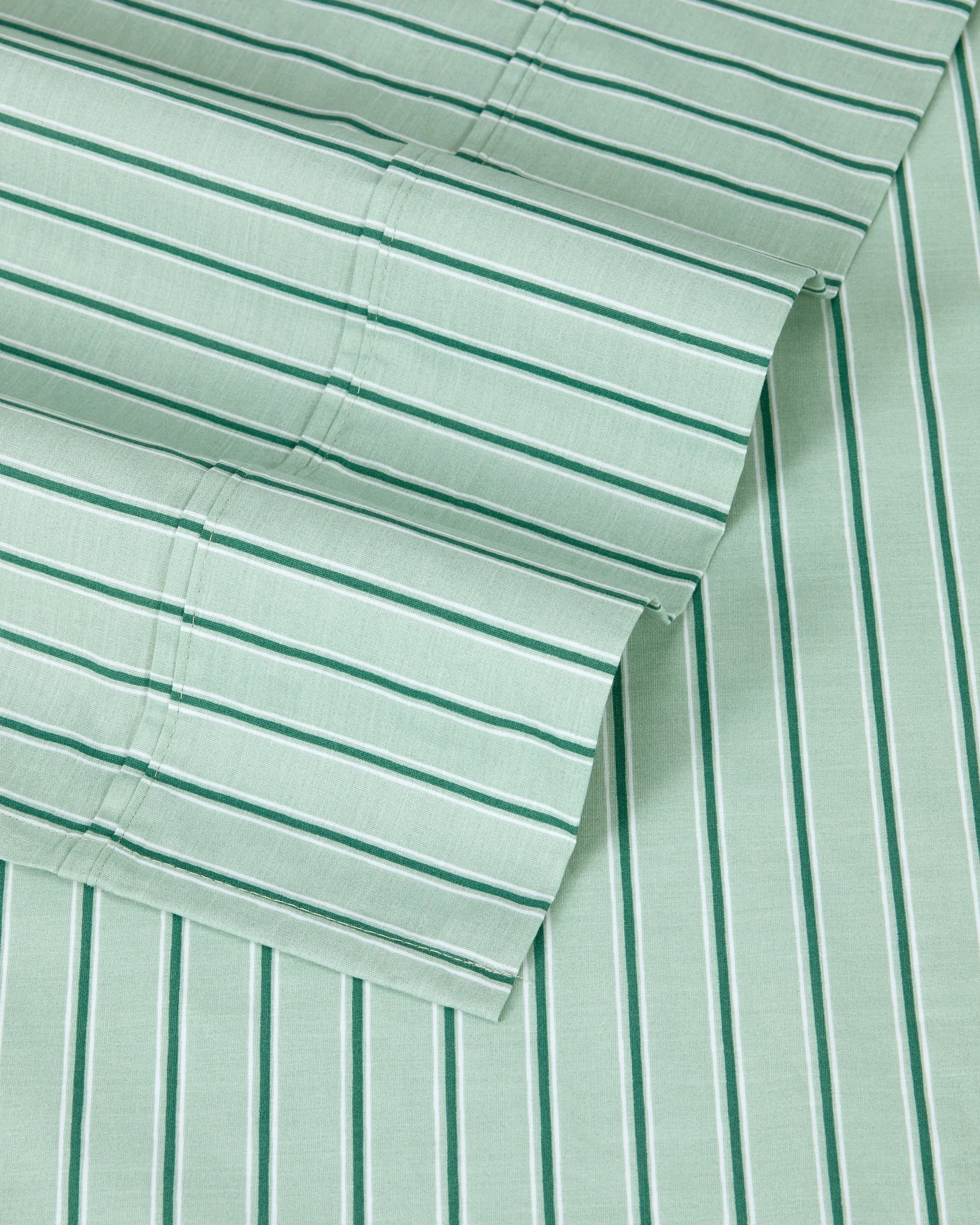 4 225 Thread Count Cotton Stripe Sheet Set - Queen Bed, Sage, 4 of 6