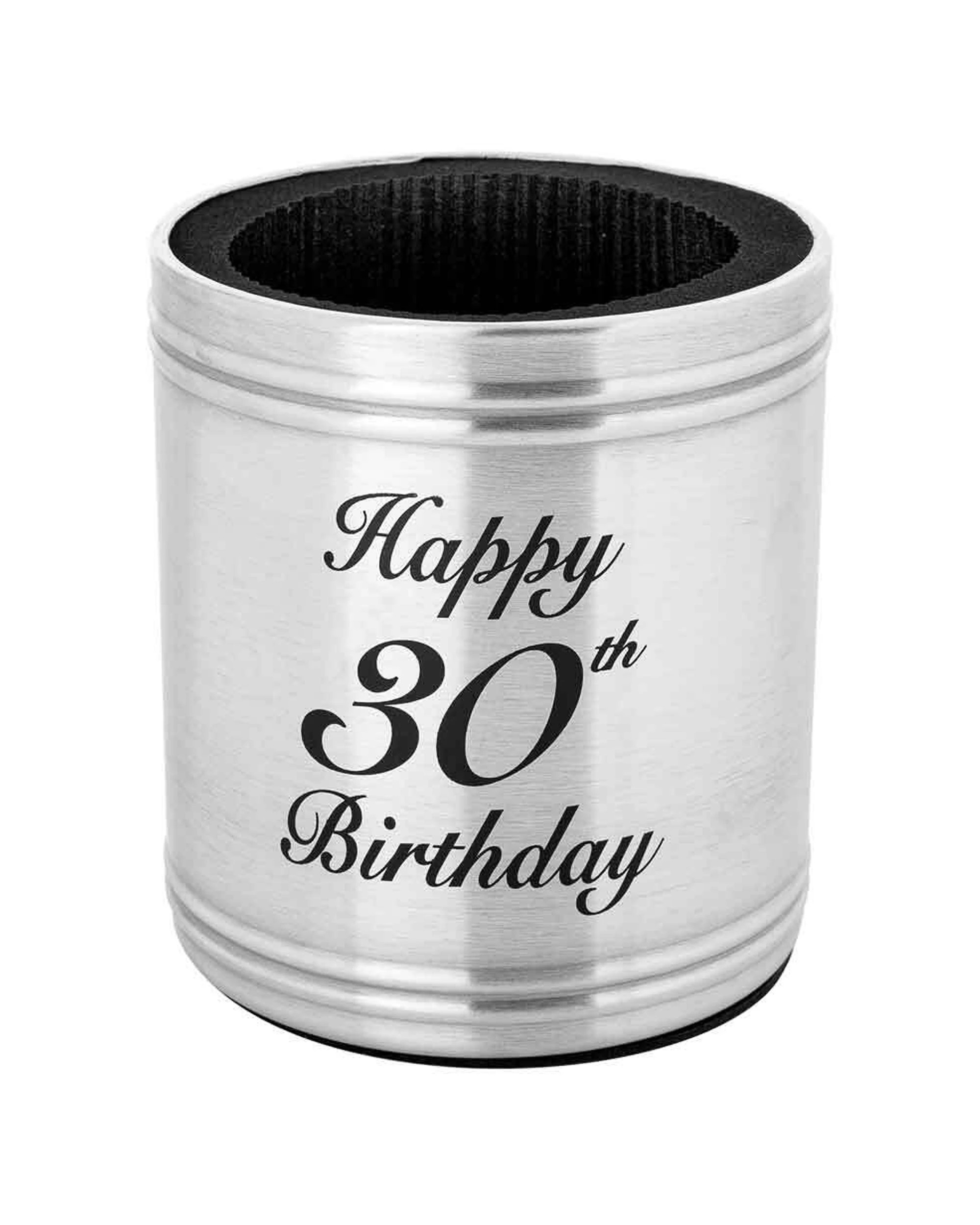1 LMD Stubby Holder Happy 30th Birthday Stainless Steel - Silver, 1 of 1