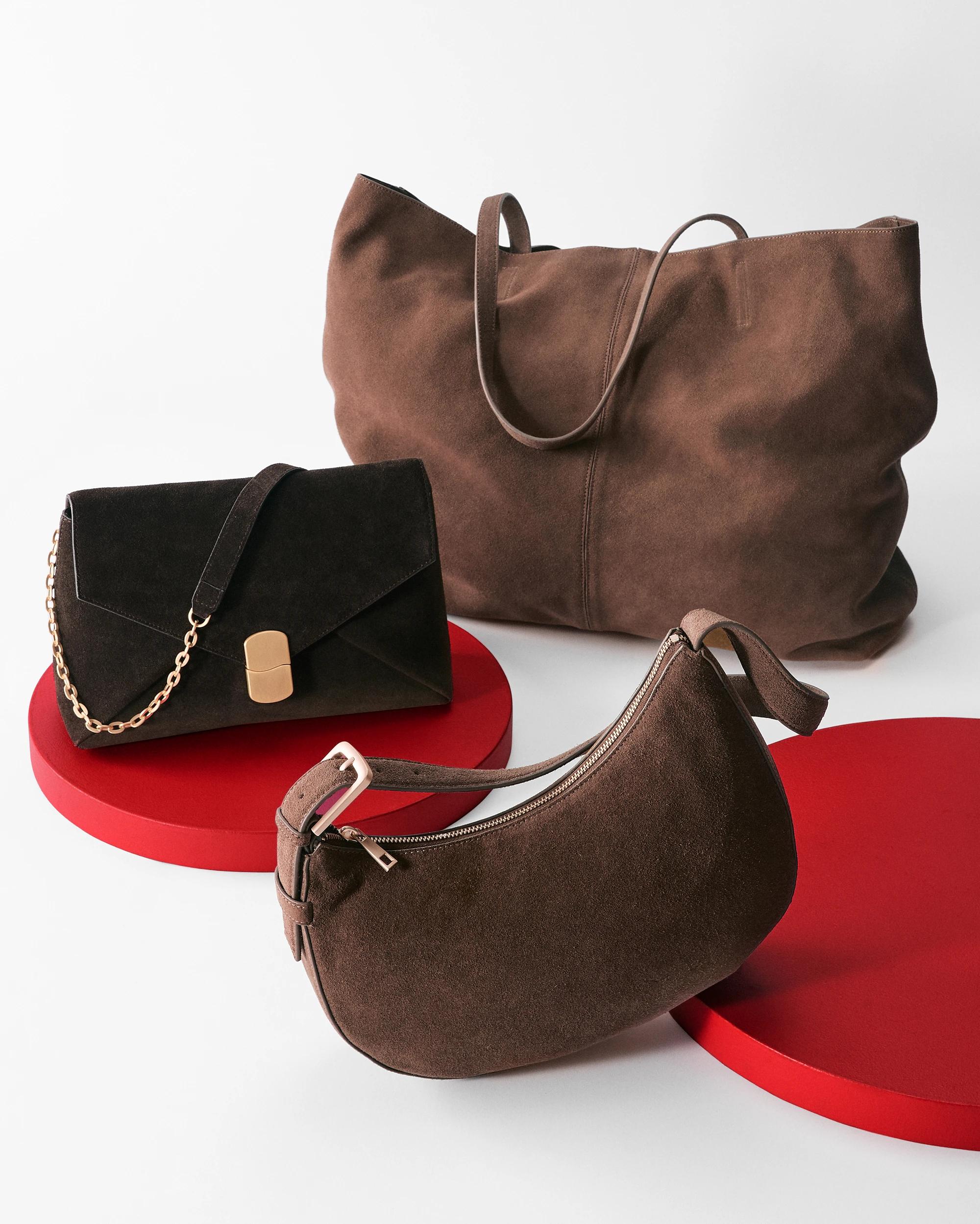3 Target Accessories Premium Suede Leather Halfmoon Shoulder Bag BORDEAUX, 3 of 4