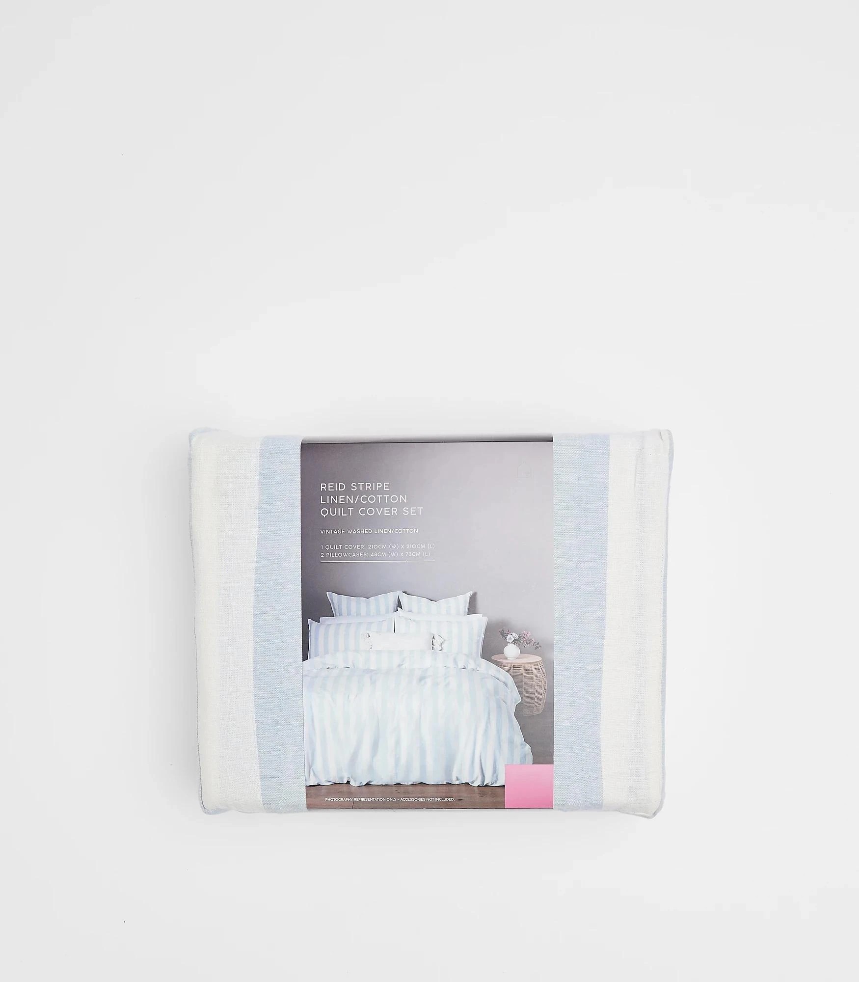 3 Target Reid Stripe Linen/Cotton Quilt Cover Set - Super King Bed - Blue, 3 of 3