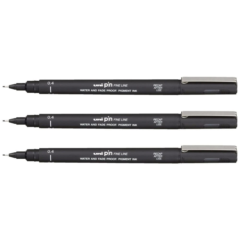 2 Uni Pin Fineliners 0.4mm Black 3 Pack, 2 of 2