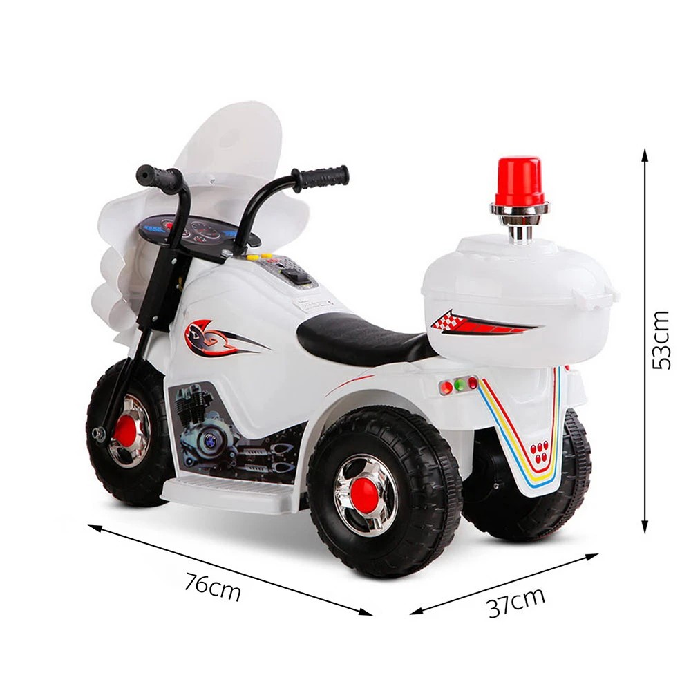 2 Rigo Kids Electric Ride On Police Motorcycle Motorbike 6V Battery - White, 2 of 7