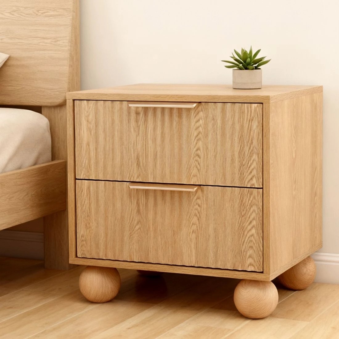 8 Artiss Rattan Bedside Table 2 Drawers Pine - Natural, 8 of 8