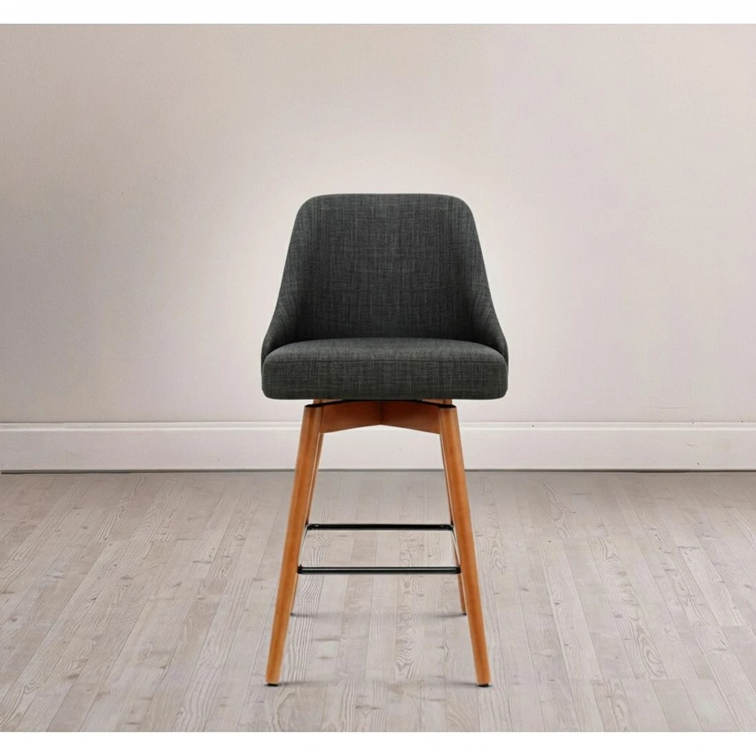 5 Artiss 4x Bar Stools Swivel Seat Wooden Charcoal - Grey, 5 of 6