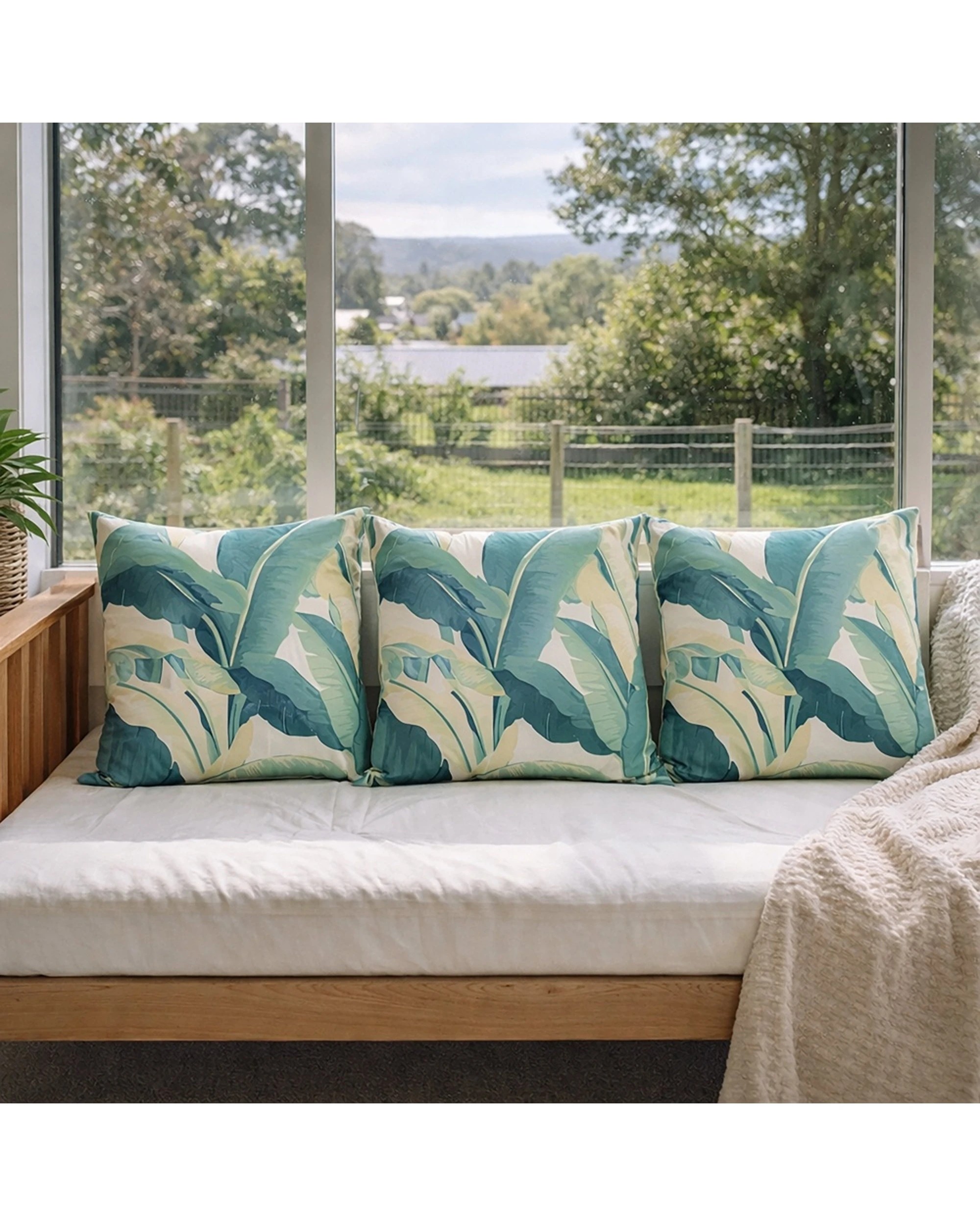 4 Urban Style Lounge Cushion Decorative Throw Pillow Palm Leaves 45x45cm - Multi, 4 of 6