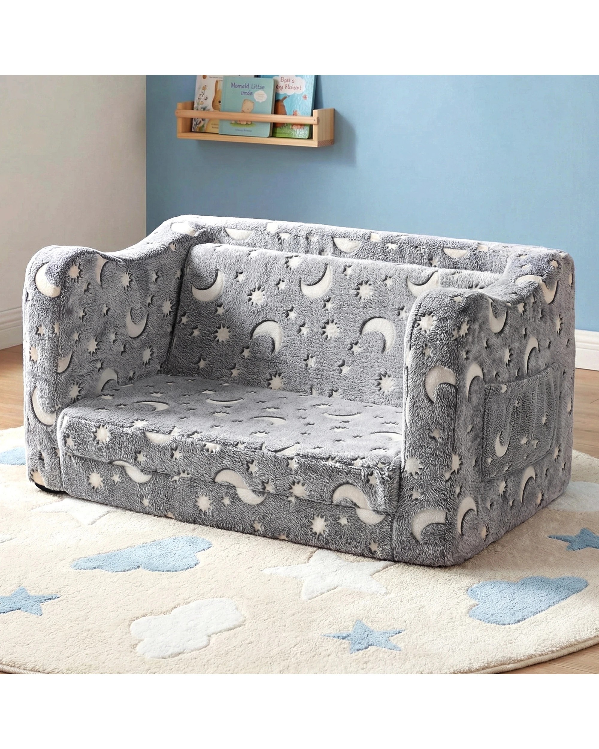 8 Advwin 2-in-1 Kids Flip Open Sofa Couch Foldable Bed Grey, 8 of 8