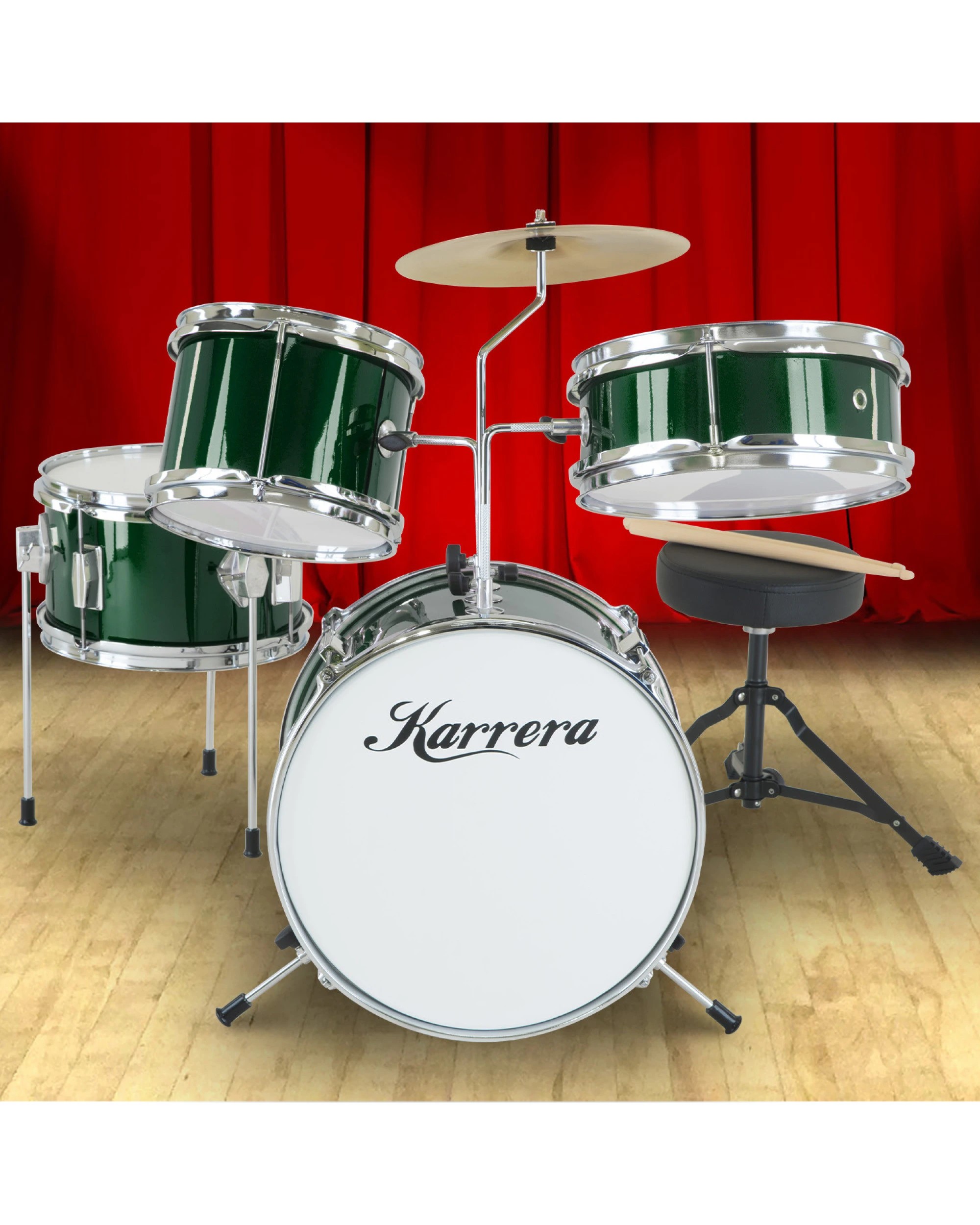 7 Karrera Kids 4pc Drum Set Kit in Green - Green, 7 of 7