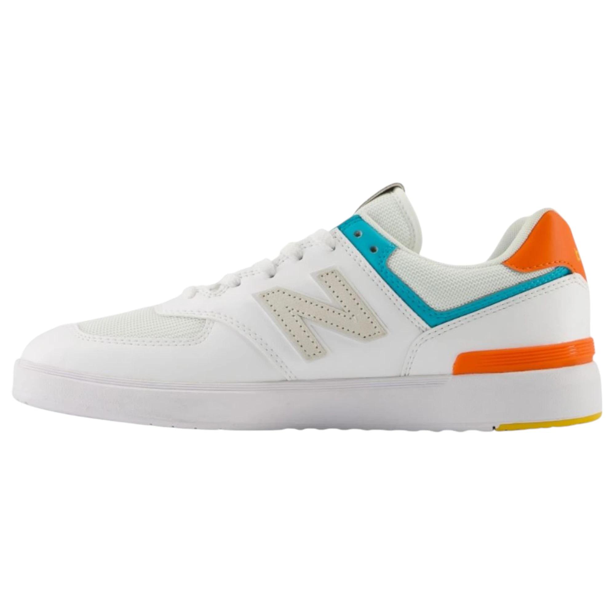 2 New Balance Mens 574 White/ Orange Athletic Casual Sneakers WHITE/ORANGE, 2 of 4
