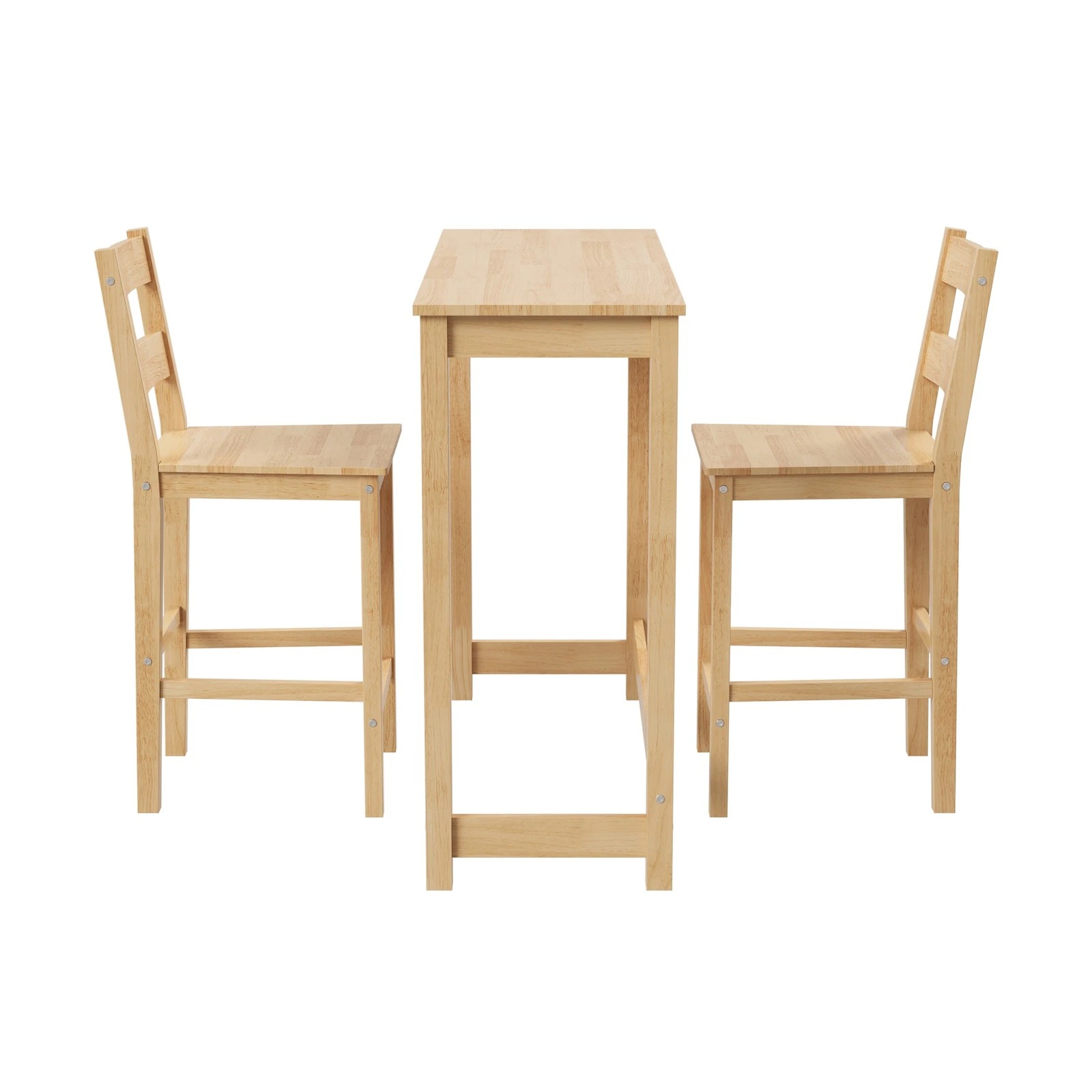 8 Oikiture 3pcs Bar Table Set 2 Stools Chairs Kitchen Dining Cafe Tables
 - Natural, 8 of 10