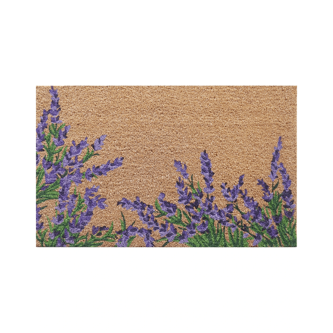 1 Solemate PVC Backed Coir Lavender Bush 45x75cm Slimline Outdoor Doormat - Natural, 1 of 4