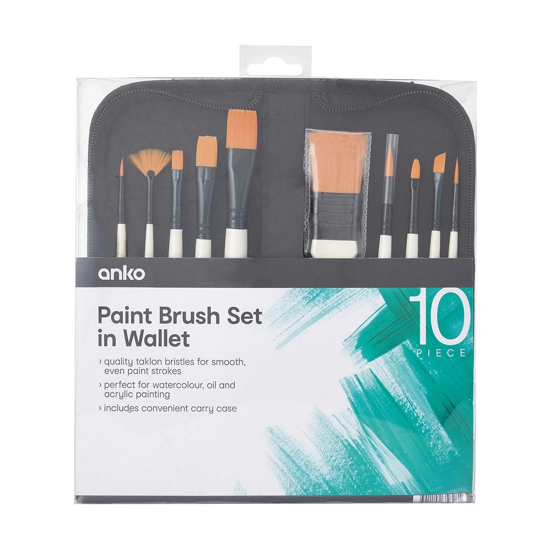 1 10 Piece Paint Brush Set in Wallet, 1 of 8