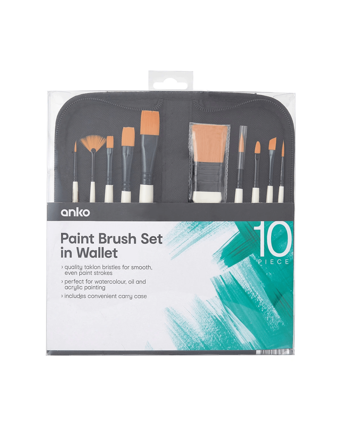 1 10 Piece Paint Brush Set in Wallet, 1 of 8