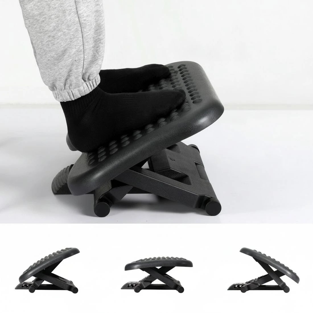 4 Artiss Foot Rest Stool Office Under Desk Angle Adjustable Footrest Massage - Black, 4 of 5