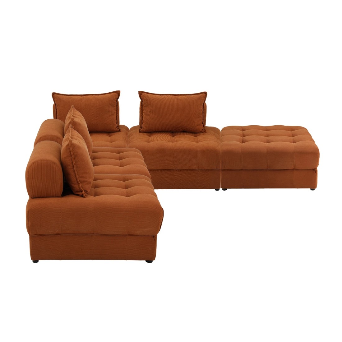 8 Oikiture 5 Seater Velvet Modular Sofa & Ottoman Set Armless Tofu Back
 - Brown, 8 of 10