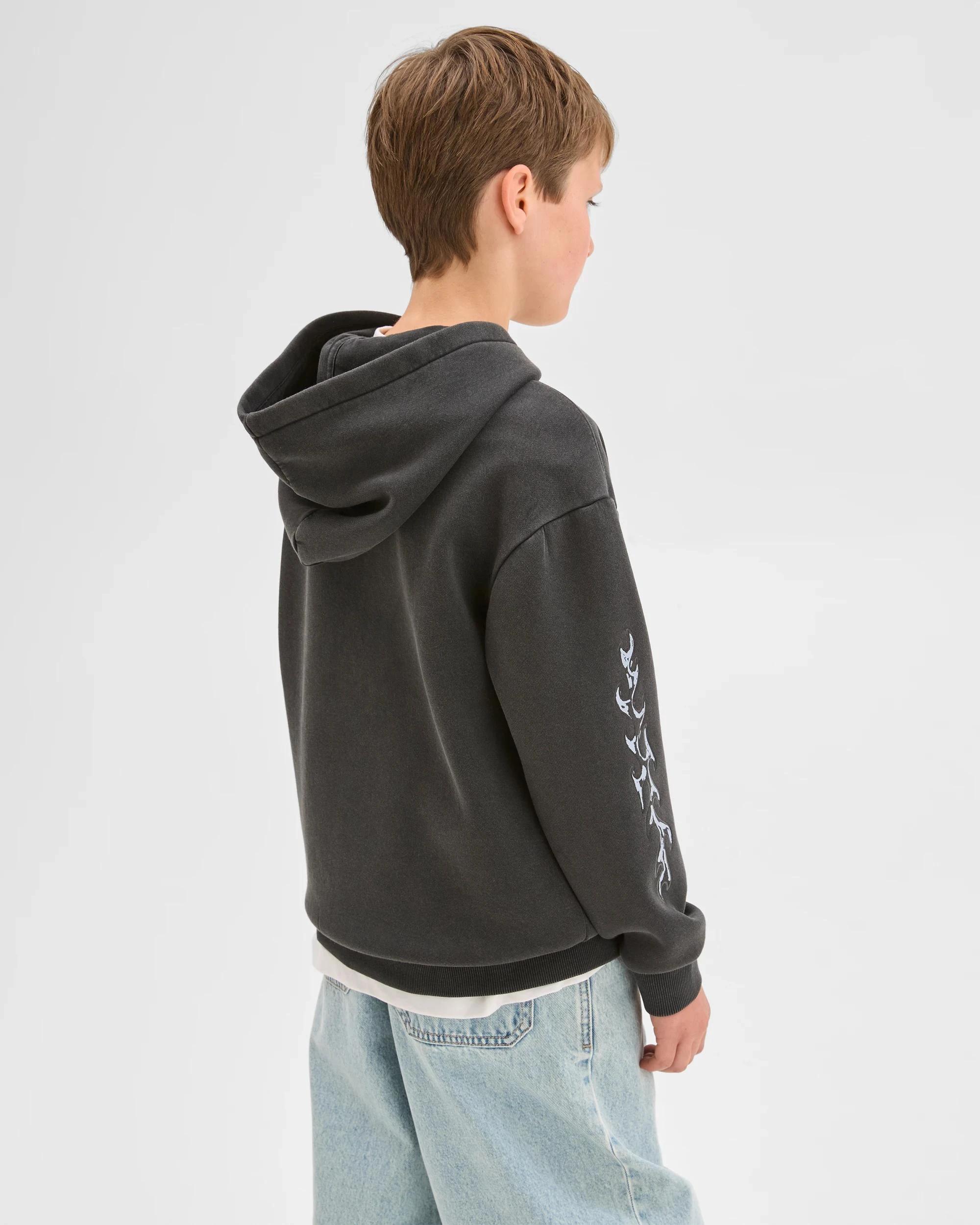 5 Target Kids Long Sleeve Sweat Popover Heavyweight Hoodie BLACK, 5 of 7