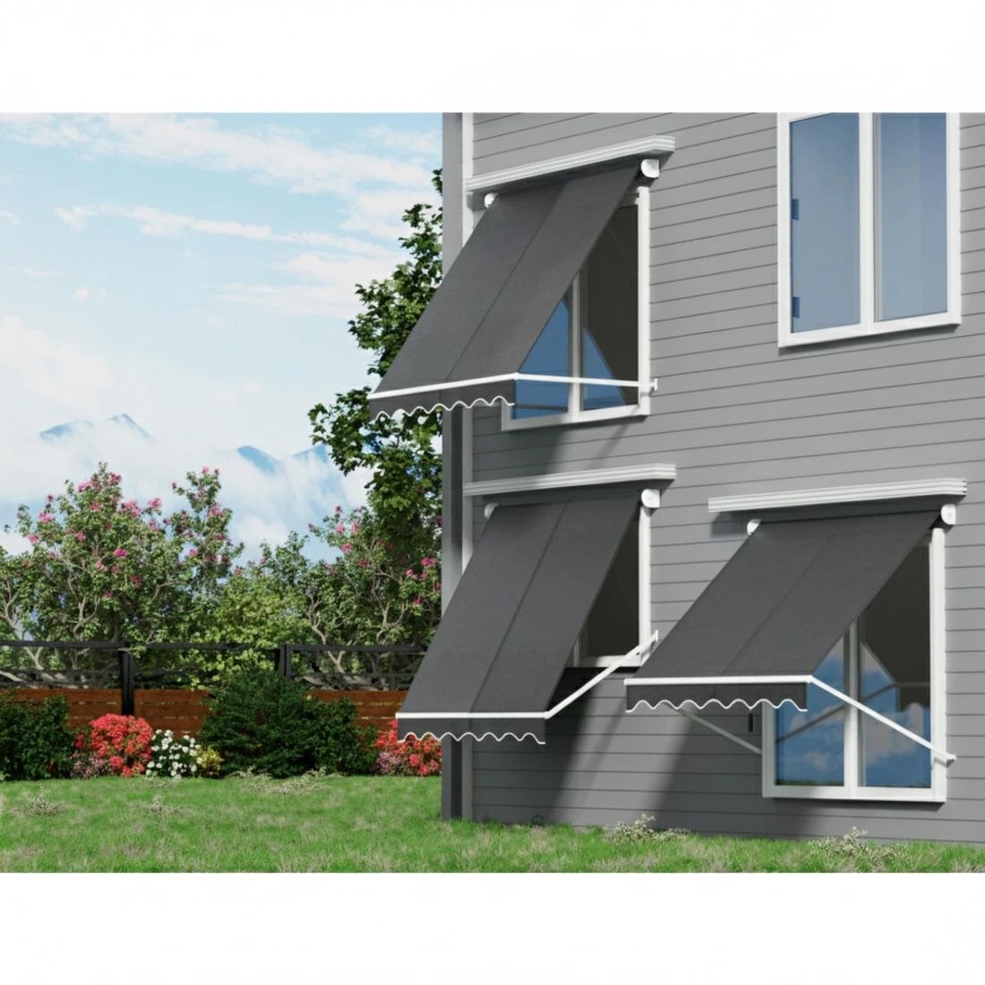 5 Instahut Retractable Fixed Pivot Arm Window Awning Outdoor Blinds 2.1X2.1M - Grey, 5 of 6