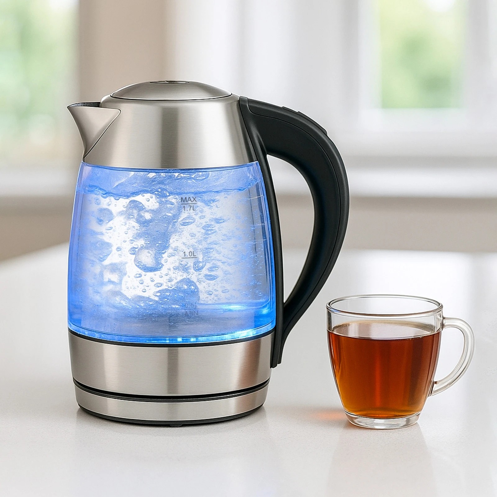 4 Kitchen Couture 1.7L Double Wall Glass Kettle with Thermoguard™ Protection - Grey, 4 of 5