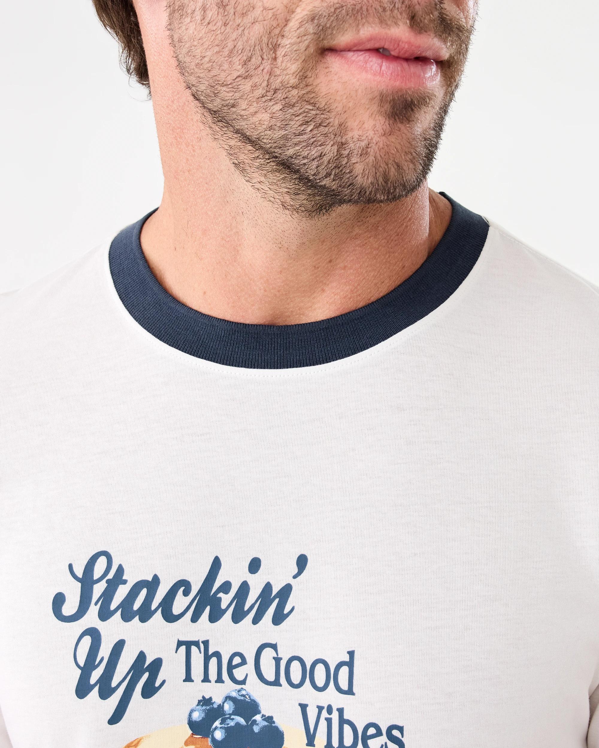 5 Short Sleeve Print Long Pants Pyjama Set Wht Pan, 5 of 8