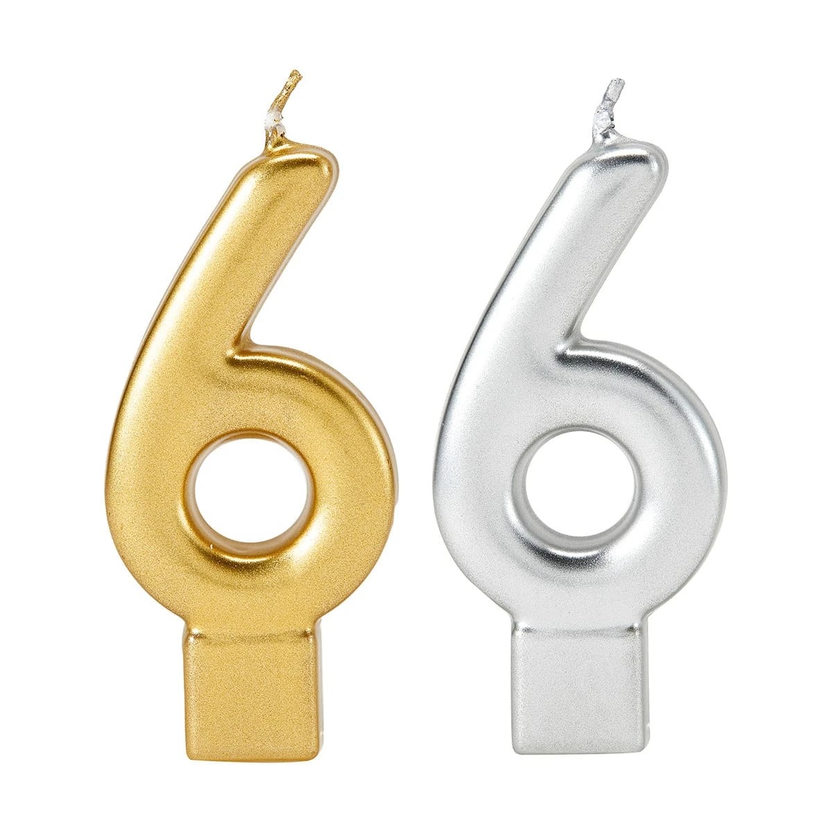 1 Metallic Candle Number 6 - Assorted, 1 of 6