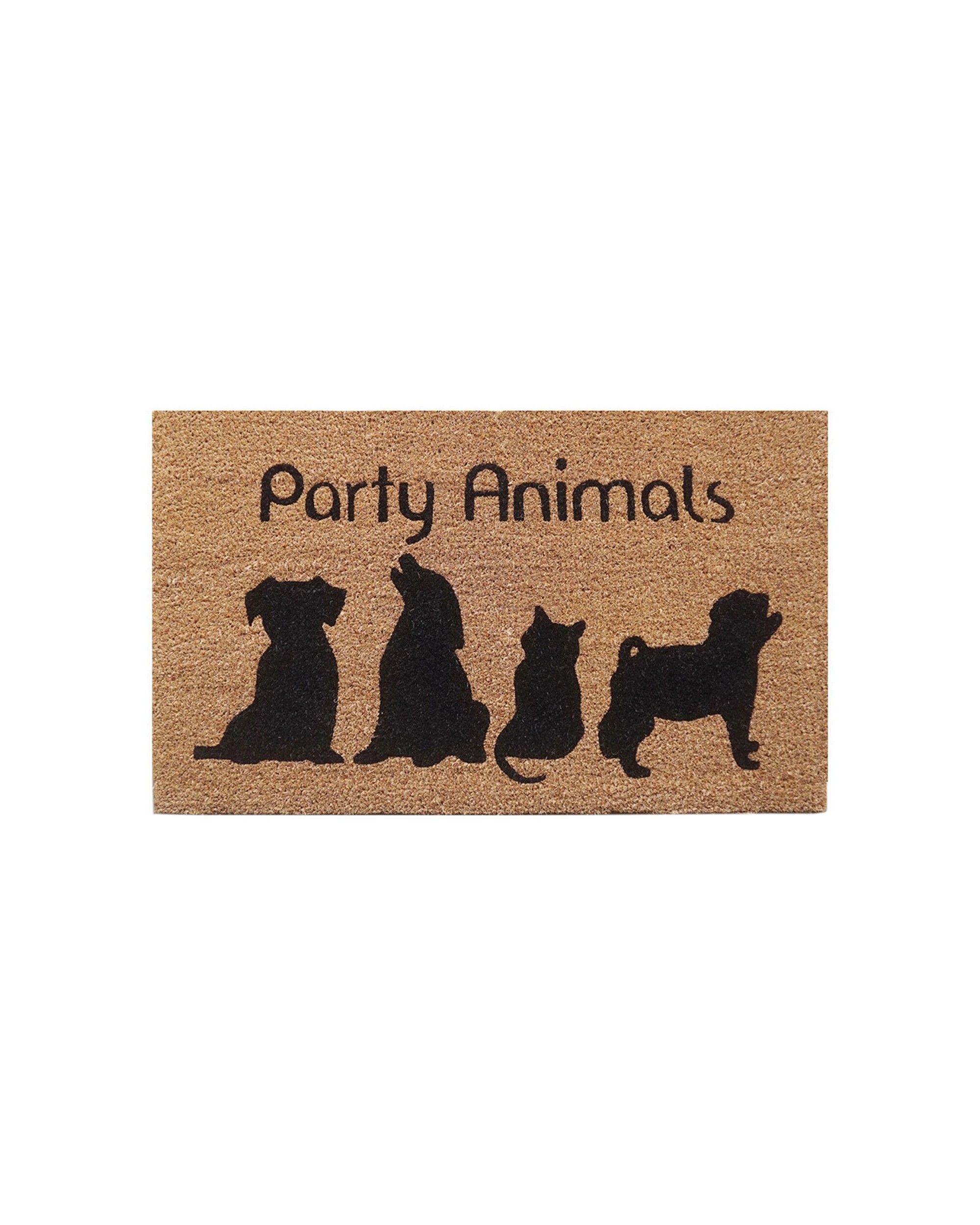 1 Solemate PVC Party Animals 45x75cm Outdoor Doormat PVC Backed Coconut Coir - Natural, 1 of 3