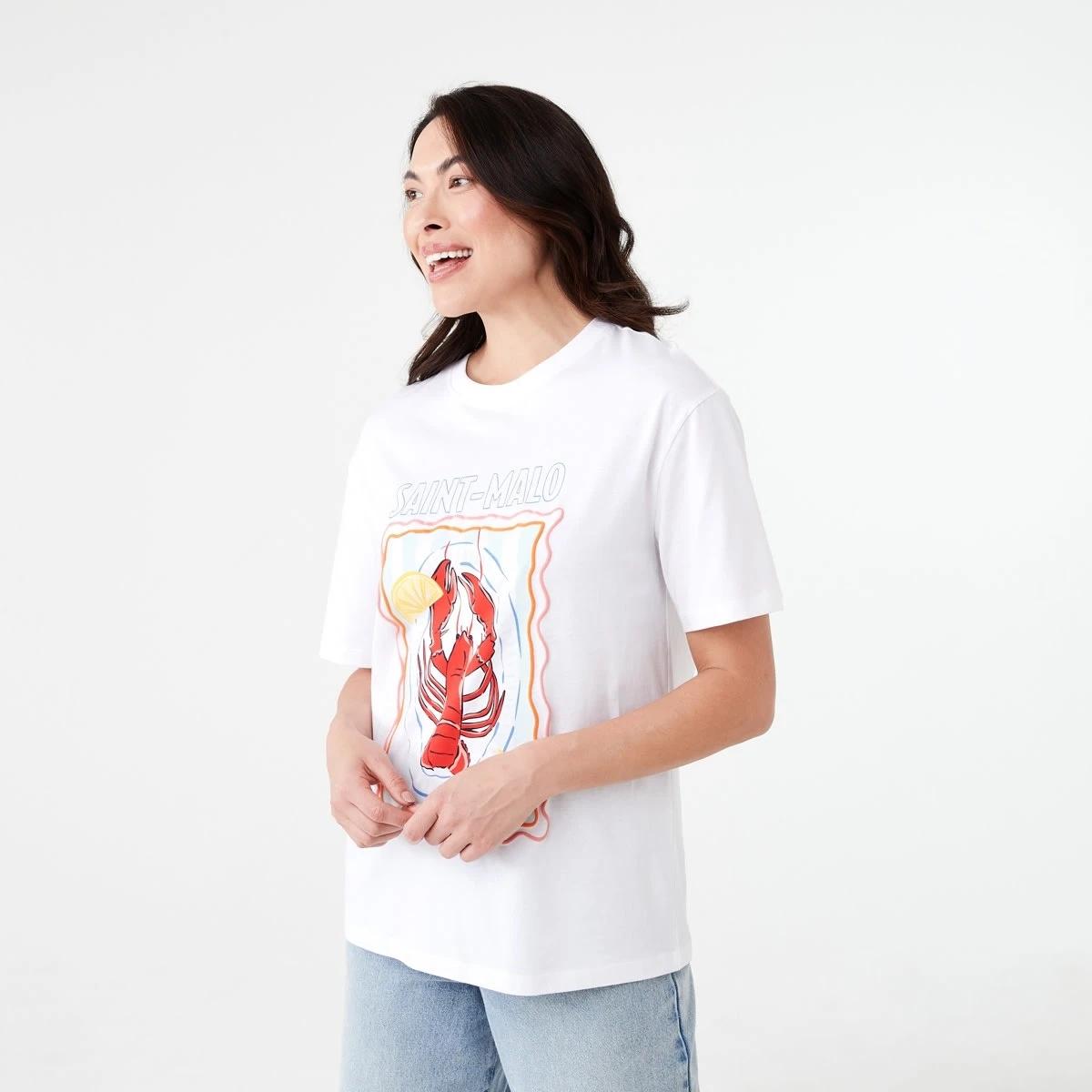 2 Short Sleeve Oversized Boyfriend T-shirt SAINT MALO WHITE, 2 of 5