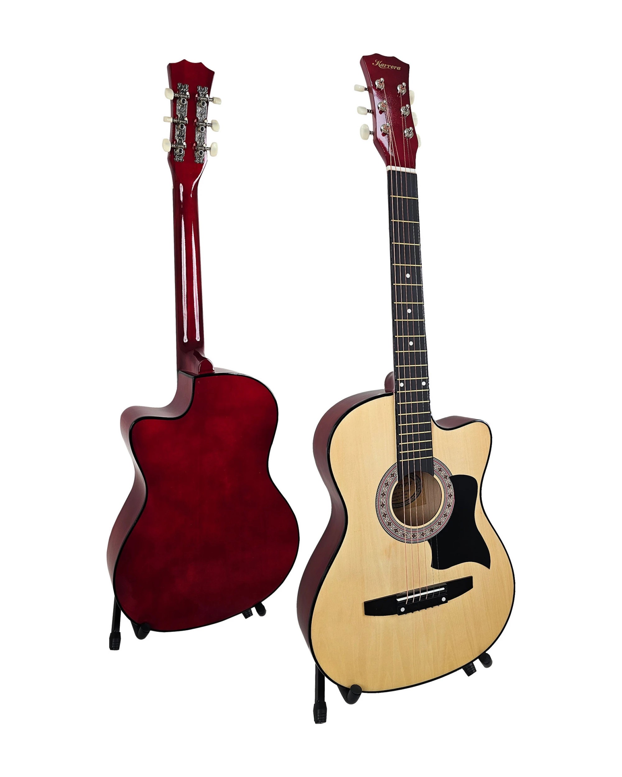 3 Karrera 38in Pro Cutaway Acoustic Guitar with Guitar Bag - Natural, 3 of 9