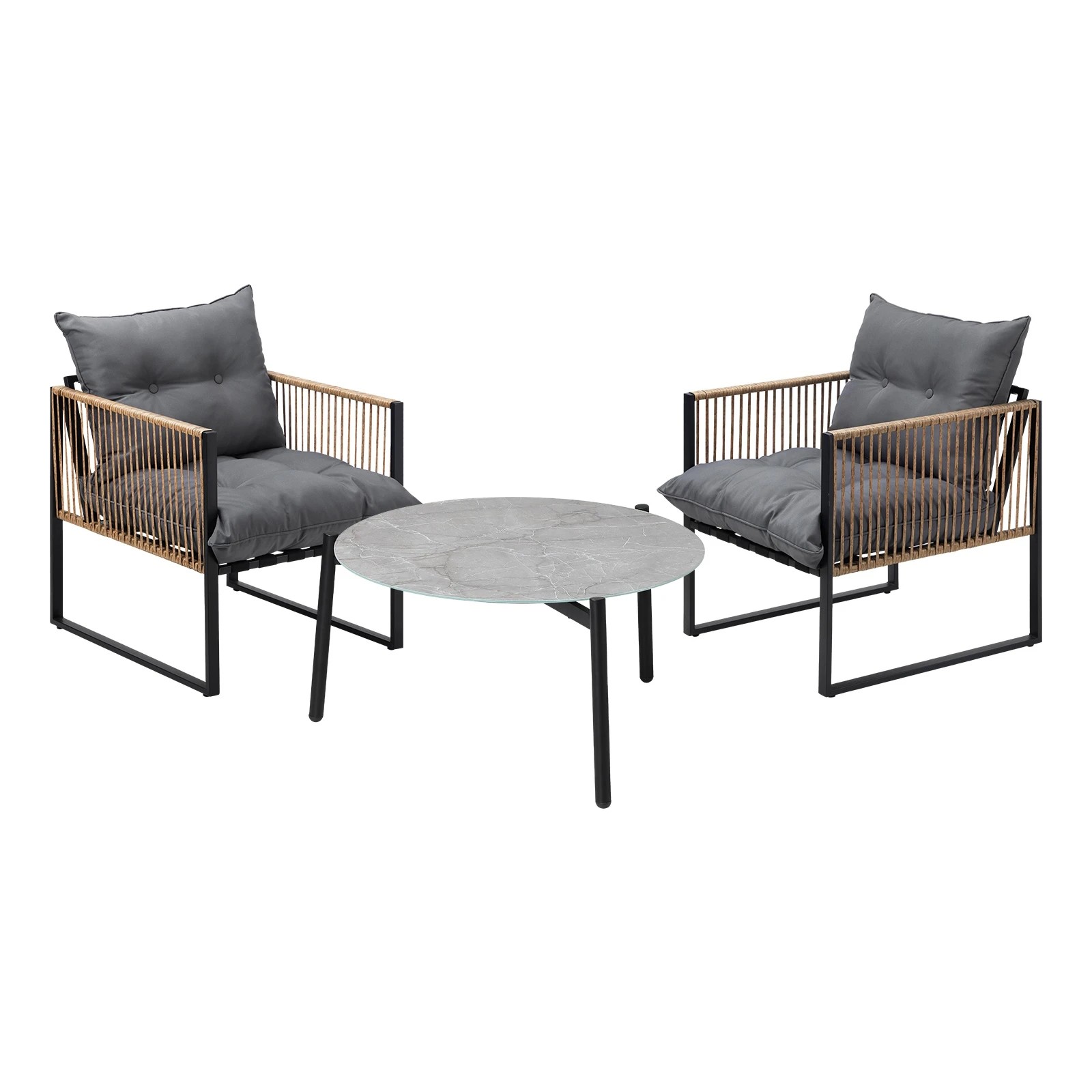 1 Livsip Outdoor Patio Set Garden Furniture 70cm Coffee Table Rattan Chairs 3pcs
 - Multi, 1 of 10
