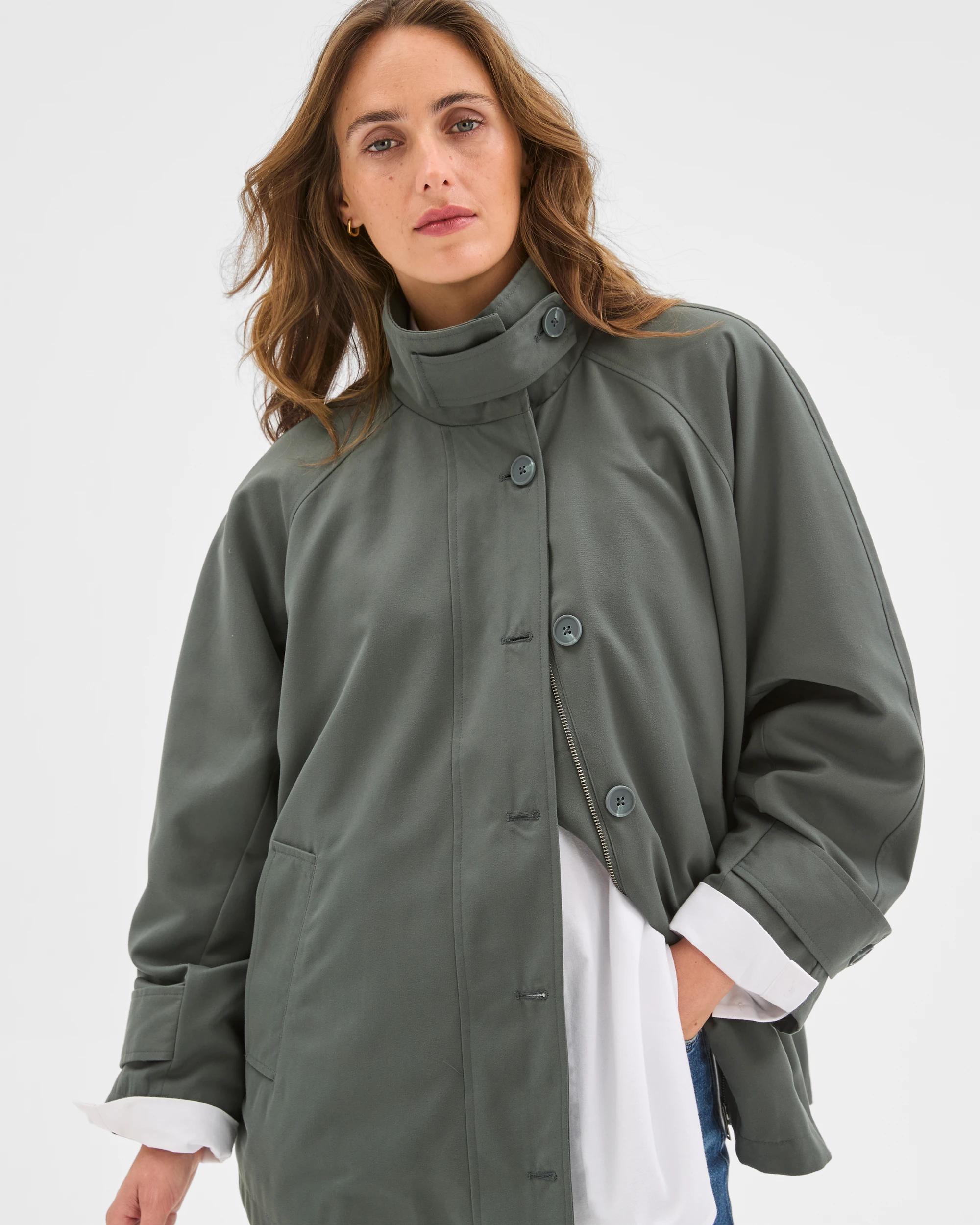 4 Target Woman Longline Funnel Neck Coat COAL GREEN, 4 of 7