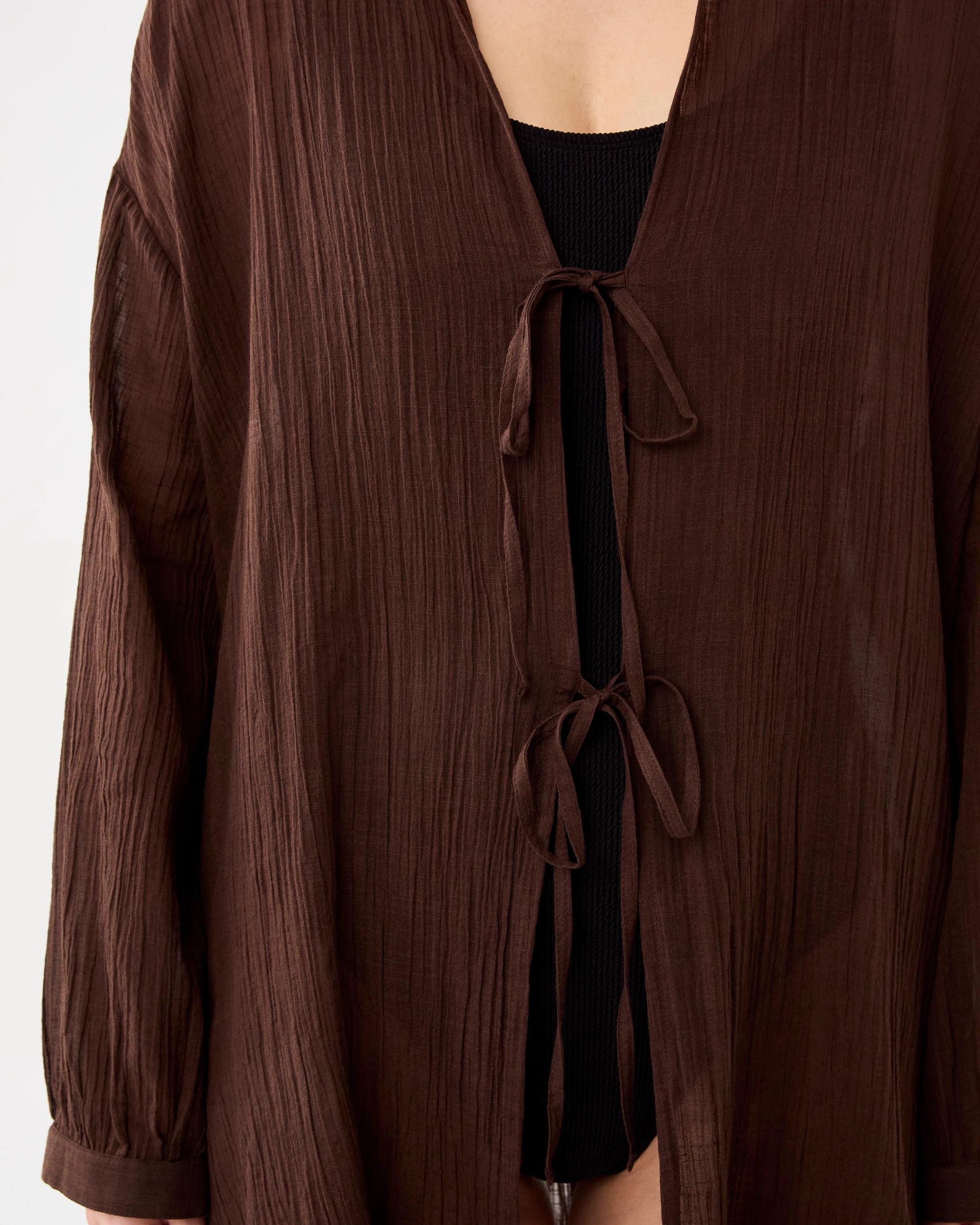 7 Tie Up Beach Shirt Melt Brown, 7 of 9