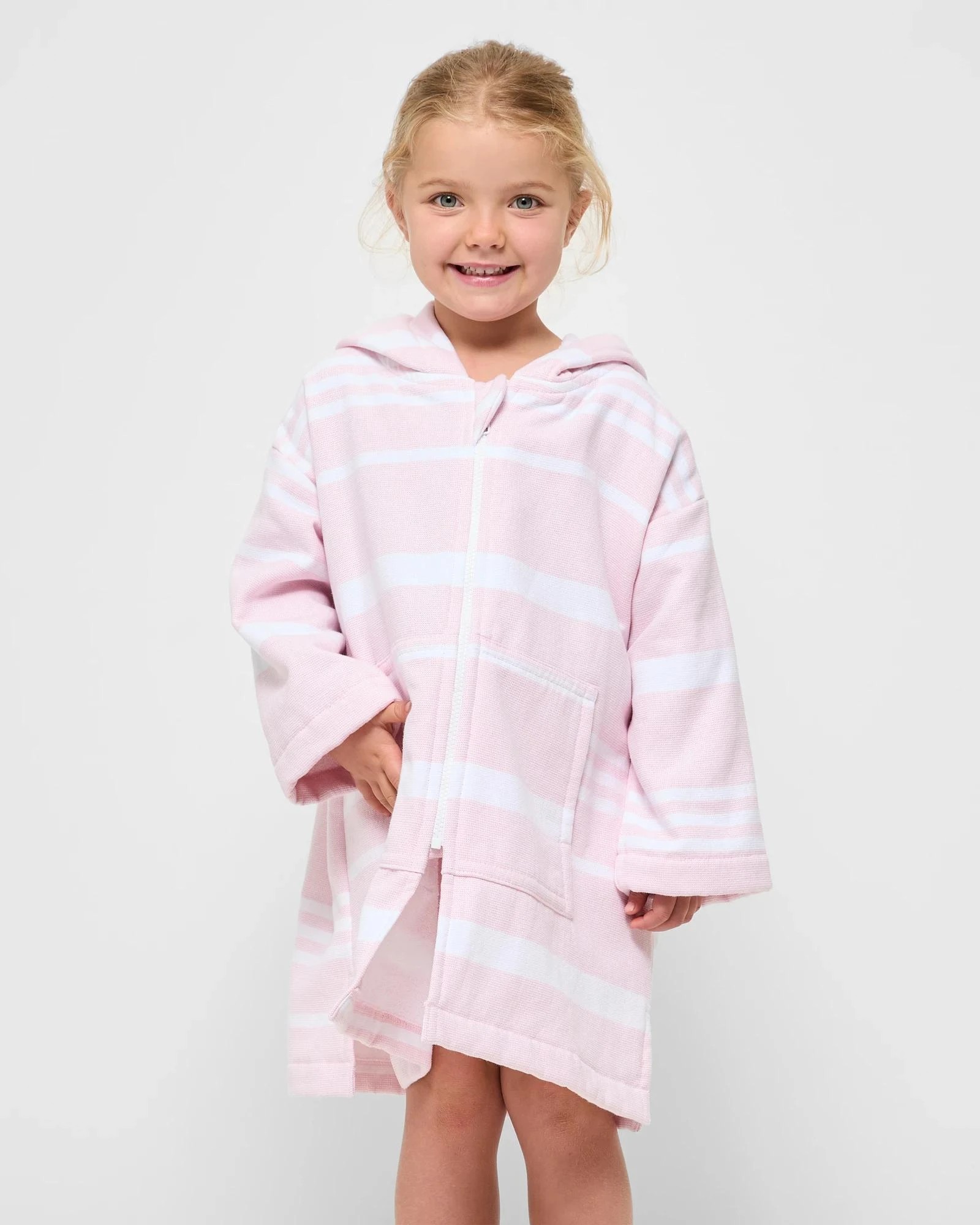 2 Target Henley Kids  Zip Thru Hooded Towel - Pink, 2 of 6