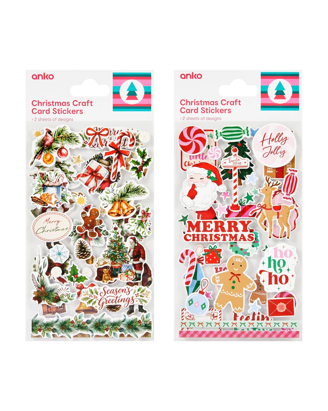 Christmas Craft Card Stickers - Assorted - Kmart