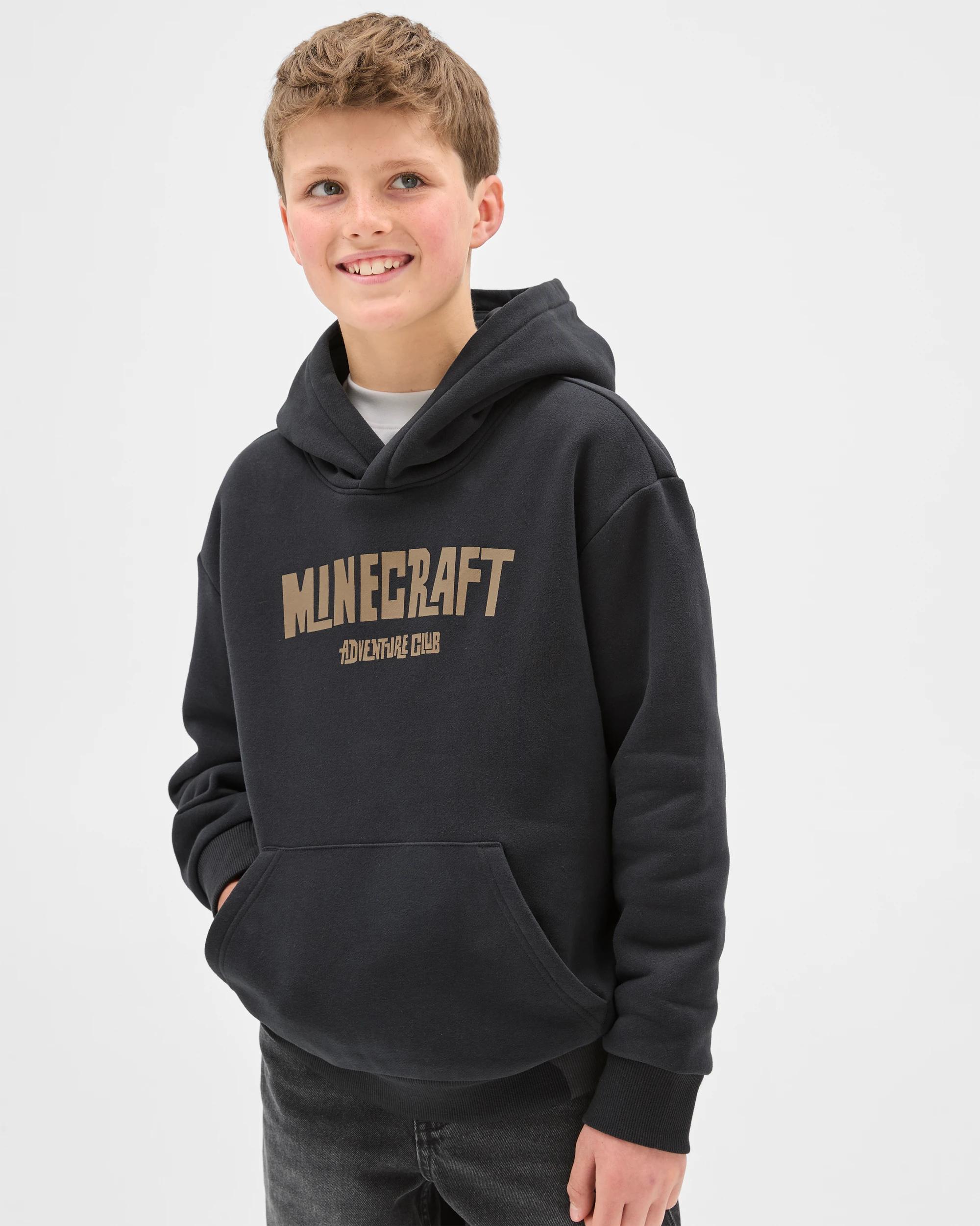 2 Minecraft Australian Cotton Blend Popover Hooded Jumper BLACK, 2 of 7