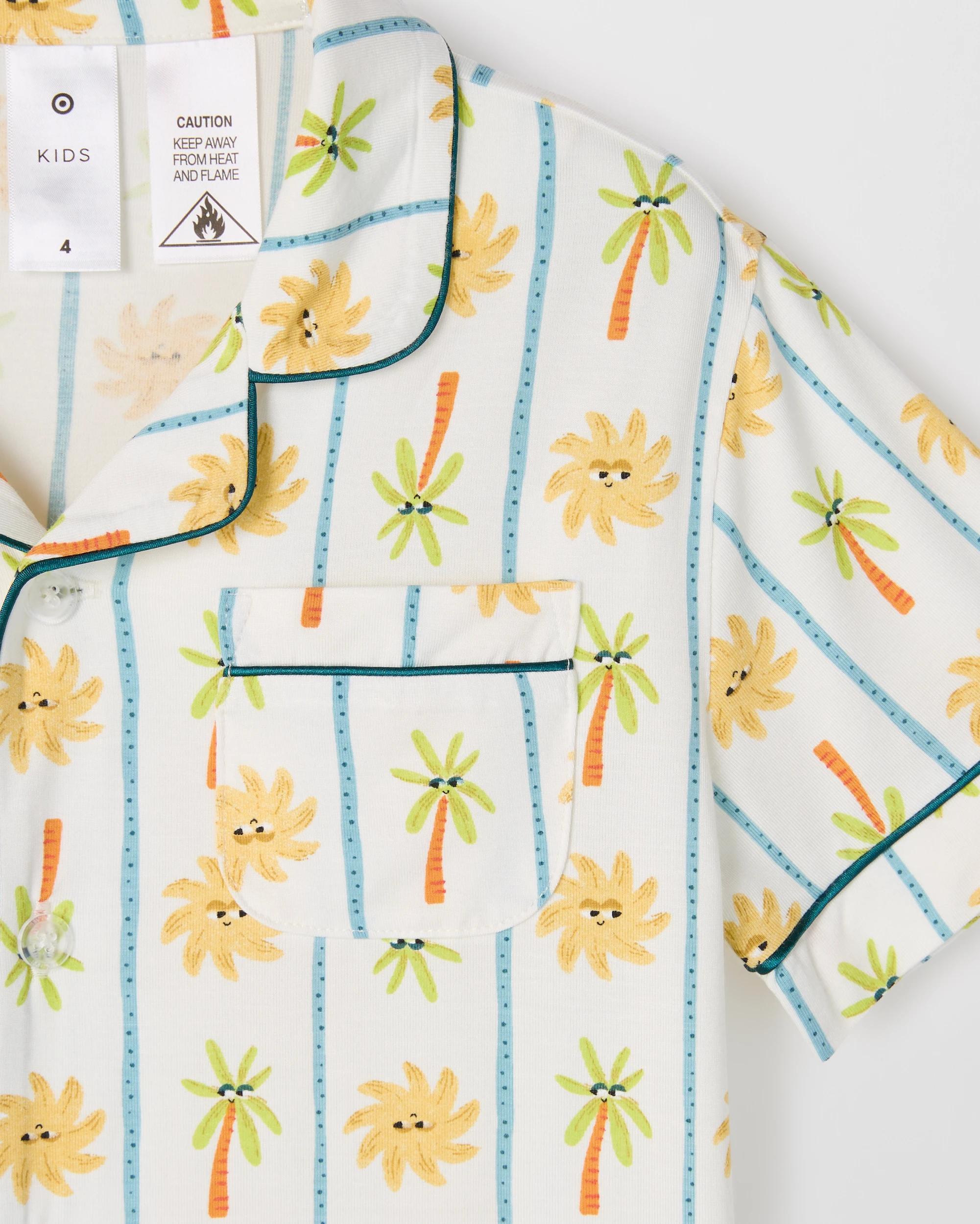 2 Target Kids Younger Boys Bamboo Rich Button Through Knit Pyjama Set PALM TREE, 2 of 3