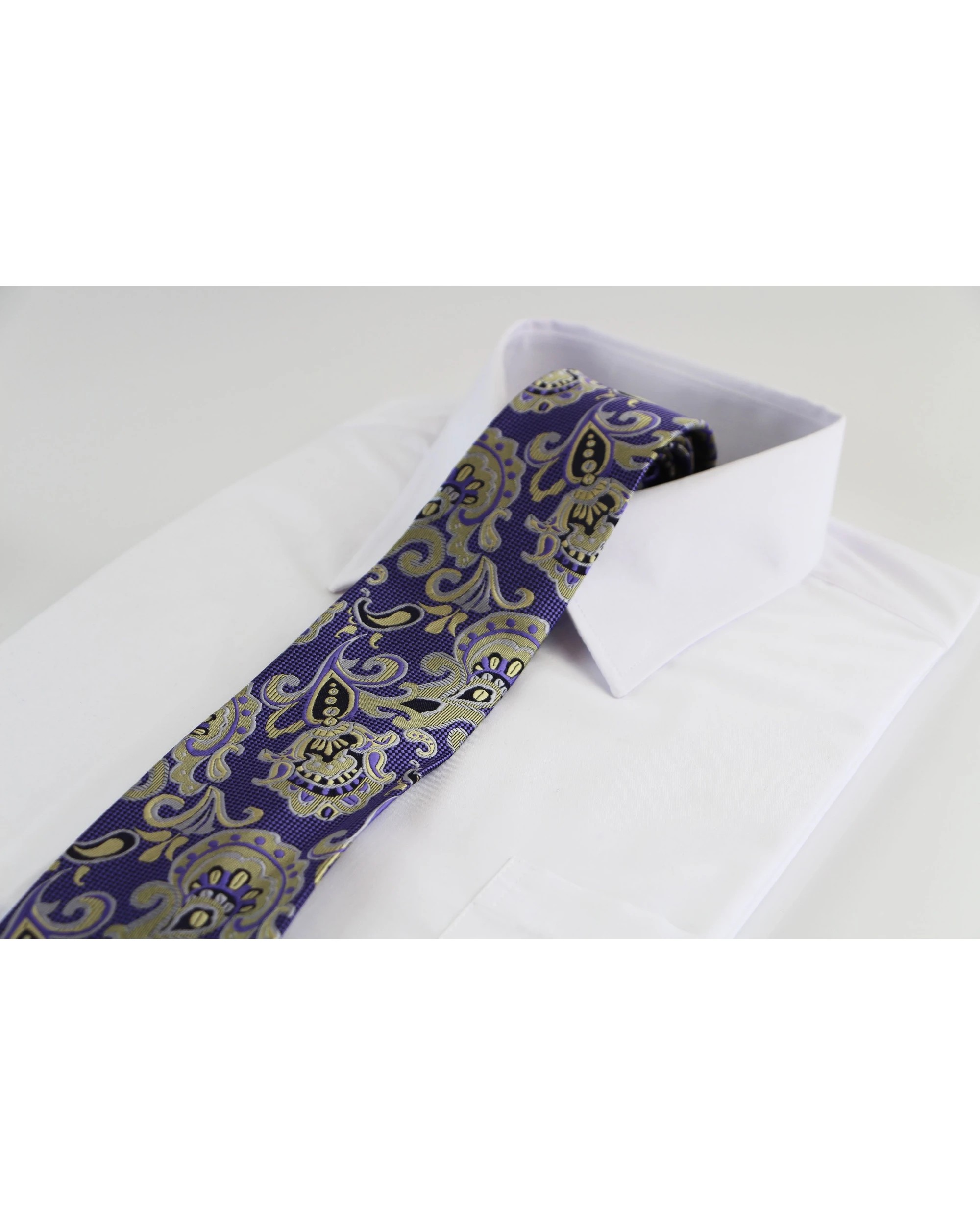1 Zasel Mens Purple & Light Yellow Unique Paisley Patterned 8cm Neck Tie - Multi, 1 of 3