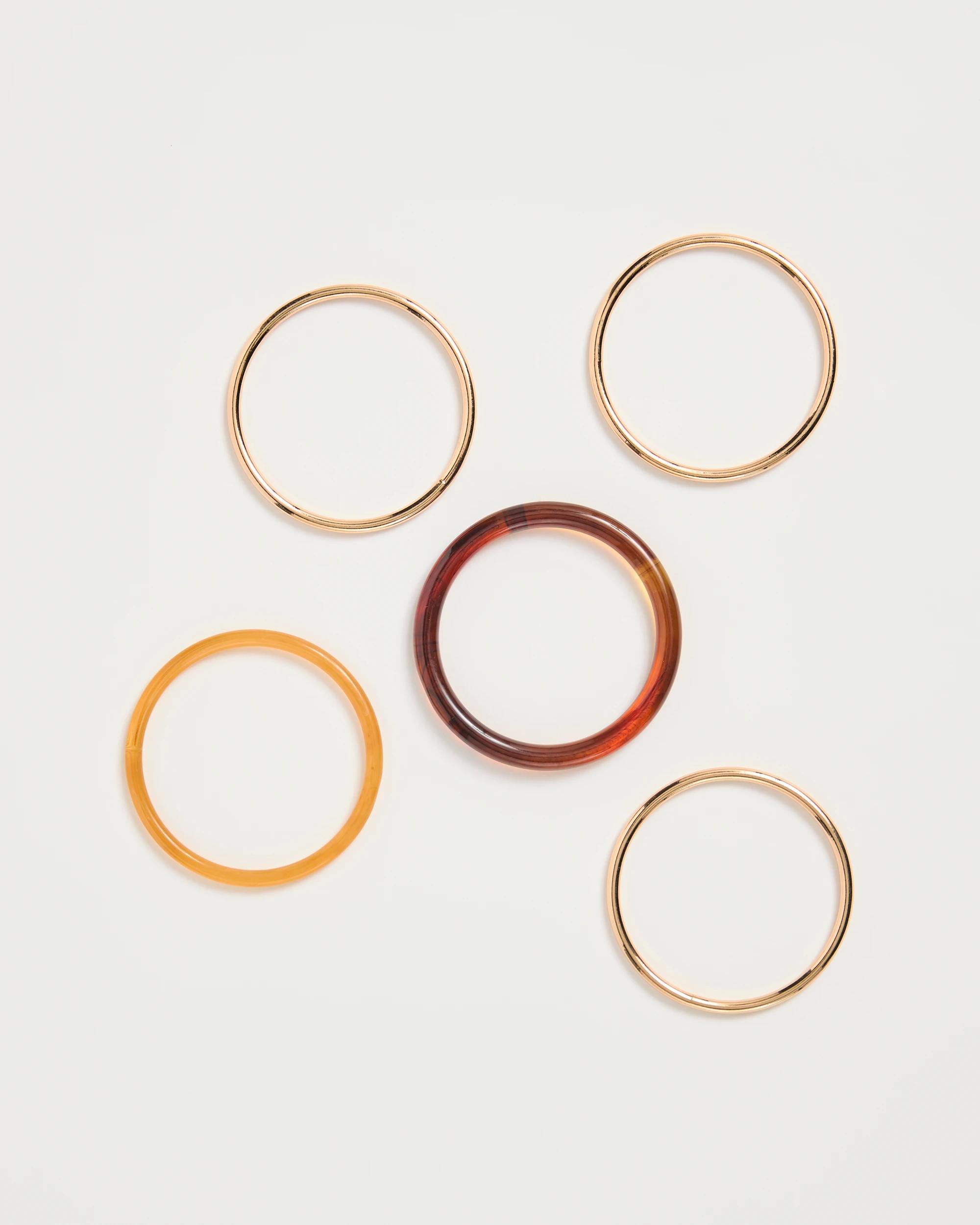 1 Target Woman Metal Resin Mixed Bangle Set GOLD TONE TORT, 1 of 2