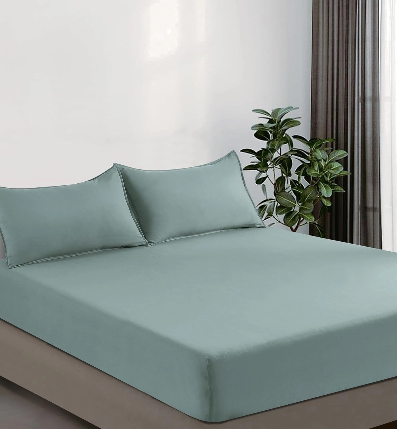 2 CleverPolly 100% Vintage Washed Microfibre Fitted Sheet Set - Seafoam - King Single Bed, 2 of 4