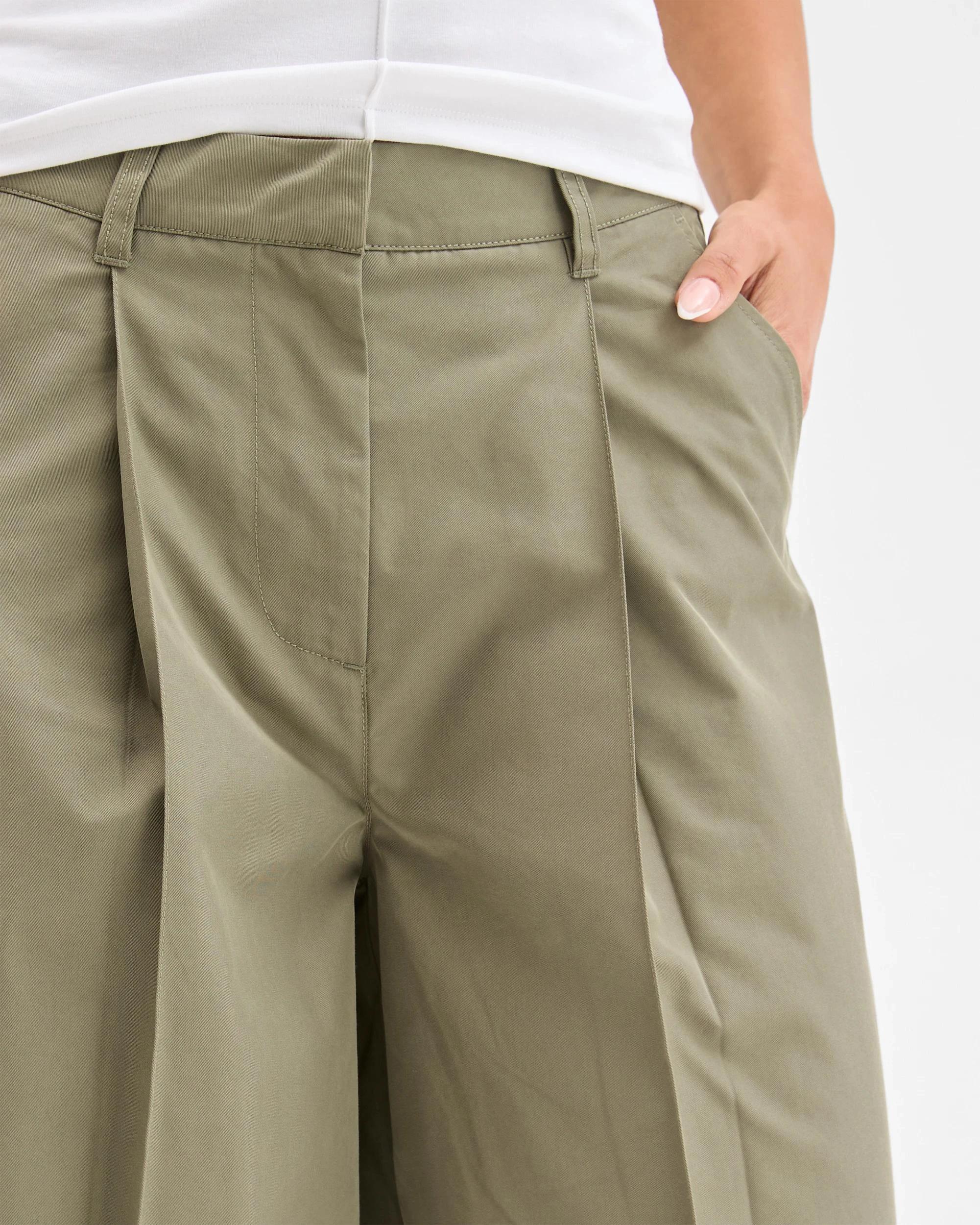 6 Lily Loves Australian Cotton Blend Pleated Wide Leg Pants SMOKEY OLIVE, 6 of 7