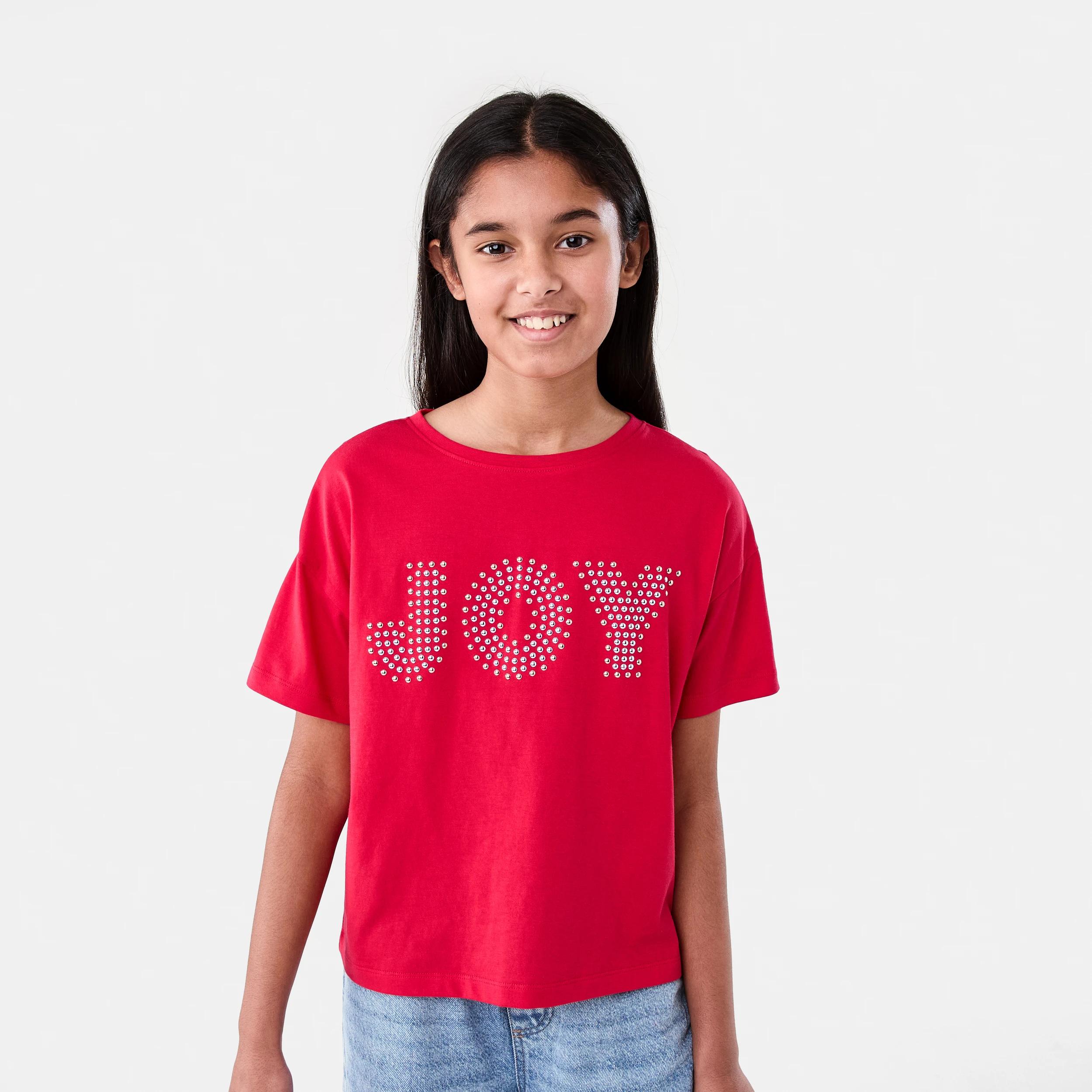 1 Christmas Embellished T-shirt Joy Slogan, 1 of 6