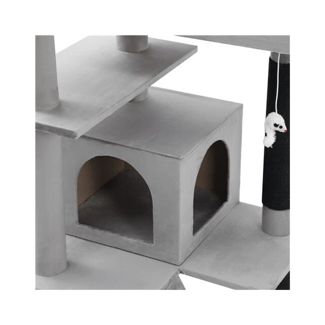 6 Paws & Claws Catsby 134cm Hamilton Cat House Scratch Post Tower Furniture - Grey, 6 of 9
