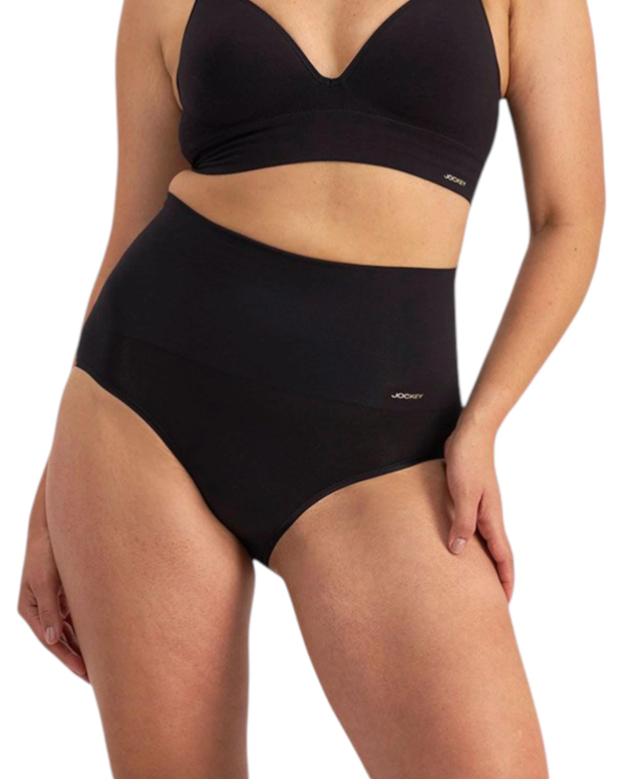 1 Jockey Womens Skimmies Hi Full Brief Underwear Undies Briefs Black BLACK, 1 of 3