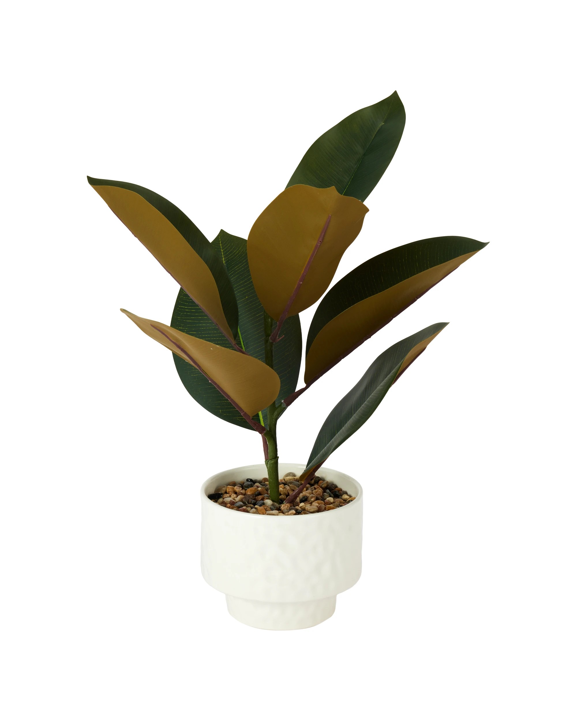 1 Artificial Rubber Plant in Textured Pot, 1 of 3