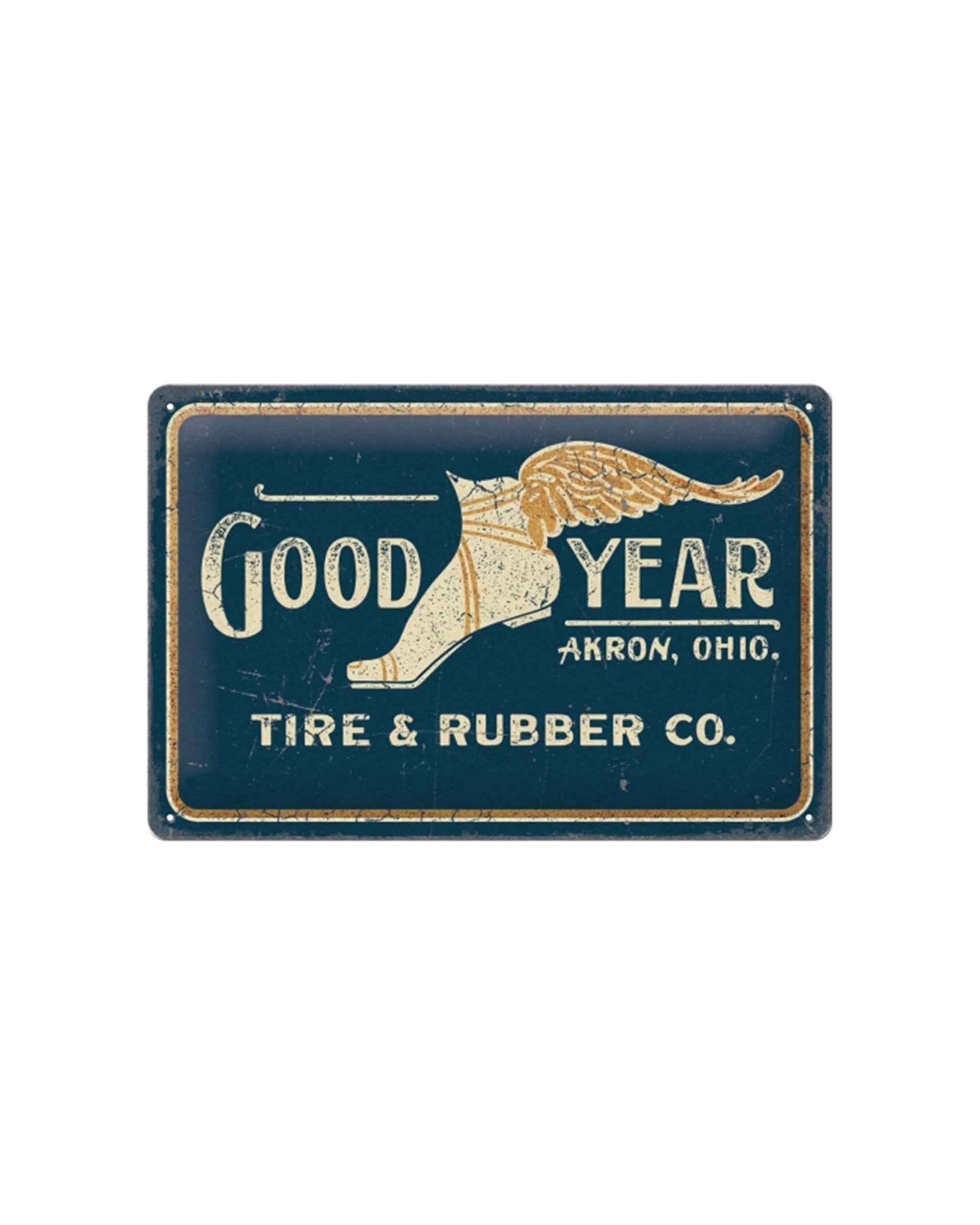 1 Nostalgic-Art Medium 20x30cm Metal Wall Art Sign Plaque - Goodyear Wing Foot Long - Blue, 1 of 1